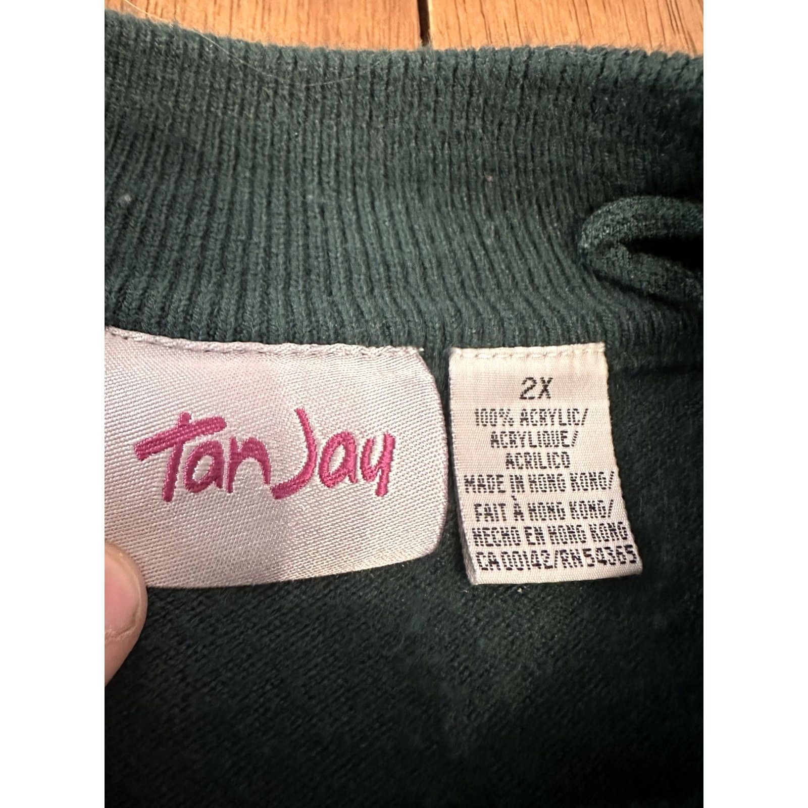 Vintage VINTAGE Tan Jay Sweater 2XL Mock Neck Acrylic 90s Green Womens Size XXL / US 16-18 / IT 52-54 - 2 Thumbnail