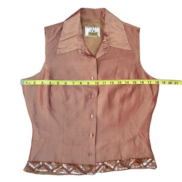Vintage Vintage Ice copper iridescent 100% silk beaded blouse Size M / US 6-8 / IT 42-44 - 6 Thumbnail