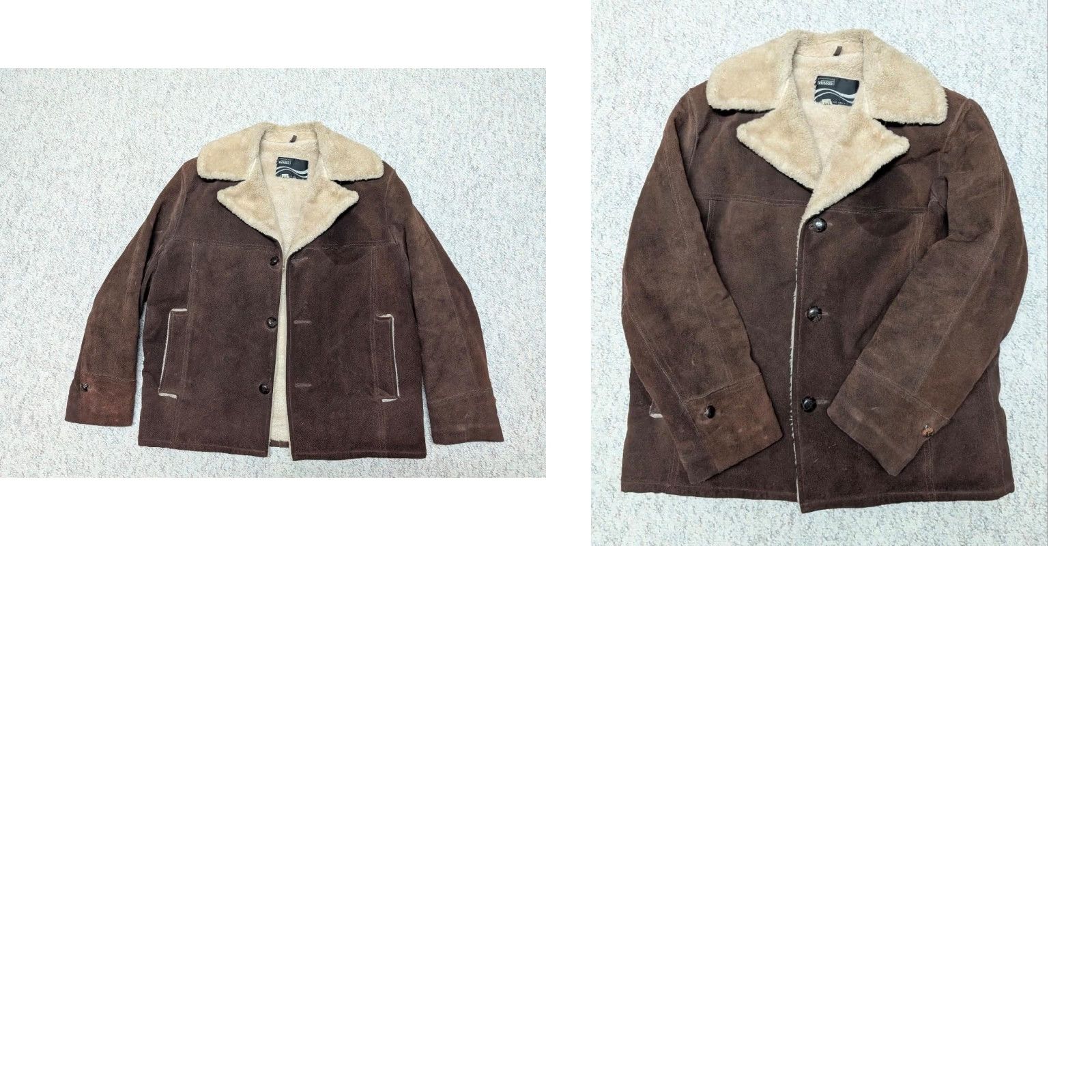 Vintage VINTAGE Montgomery Ward COWHIDE split-Suede WESTERN jacket Mens 44 Brown Leather Trucker 1970s Size US L / EU 52-54 / 3 - 8 Thumbnail
