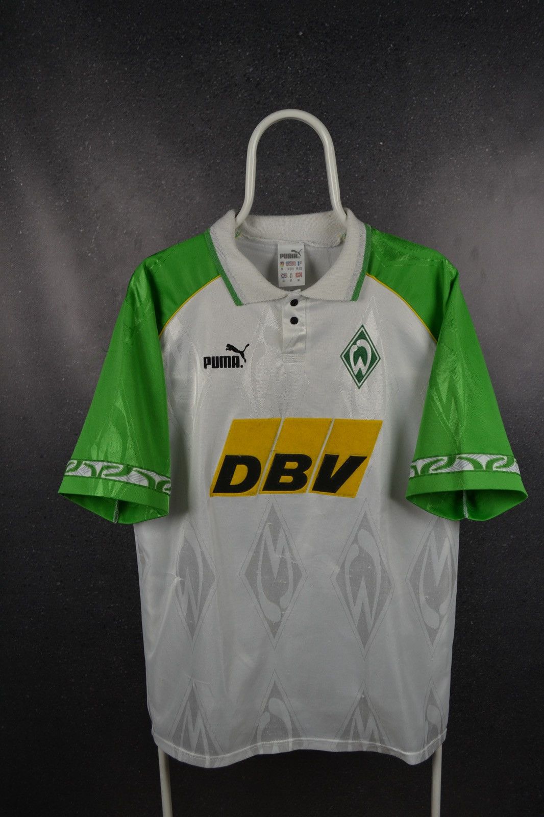 image of Werder Bremen 1995 Home Football Shirt Vintage Puma Soccer in White, Men's (Size Medium)