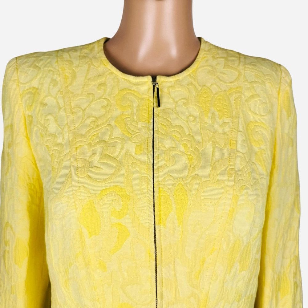 LOUBEN Louben Yellow Textured Floral Cotton Zip Front Jacket Size Size S / US 4 / IT 40 - 2 Thumbnail