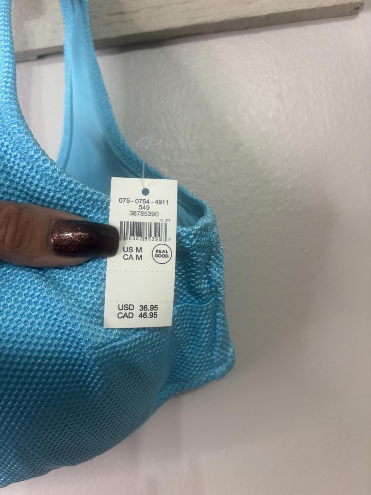 Designer Aerie One-Shoulder Swim Top - Aqua Blue - Size Med Size ONE SIZE - 3 Thumbnail