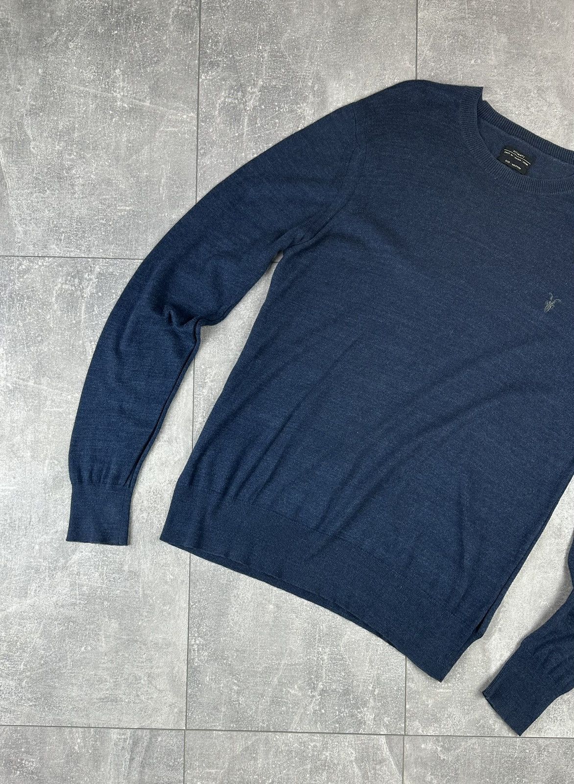 Allsaints Allsaints Small Logo Blue Crew Neck Sweater Size US M / EU 48-50 / 2 - 6 Thumbnail