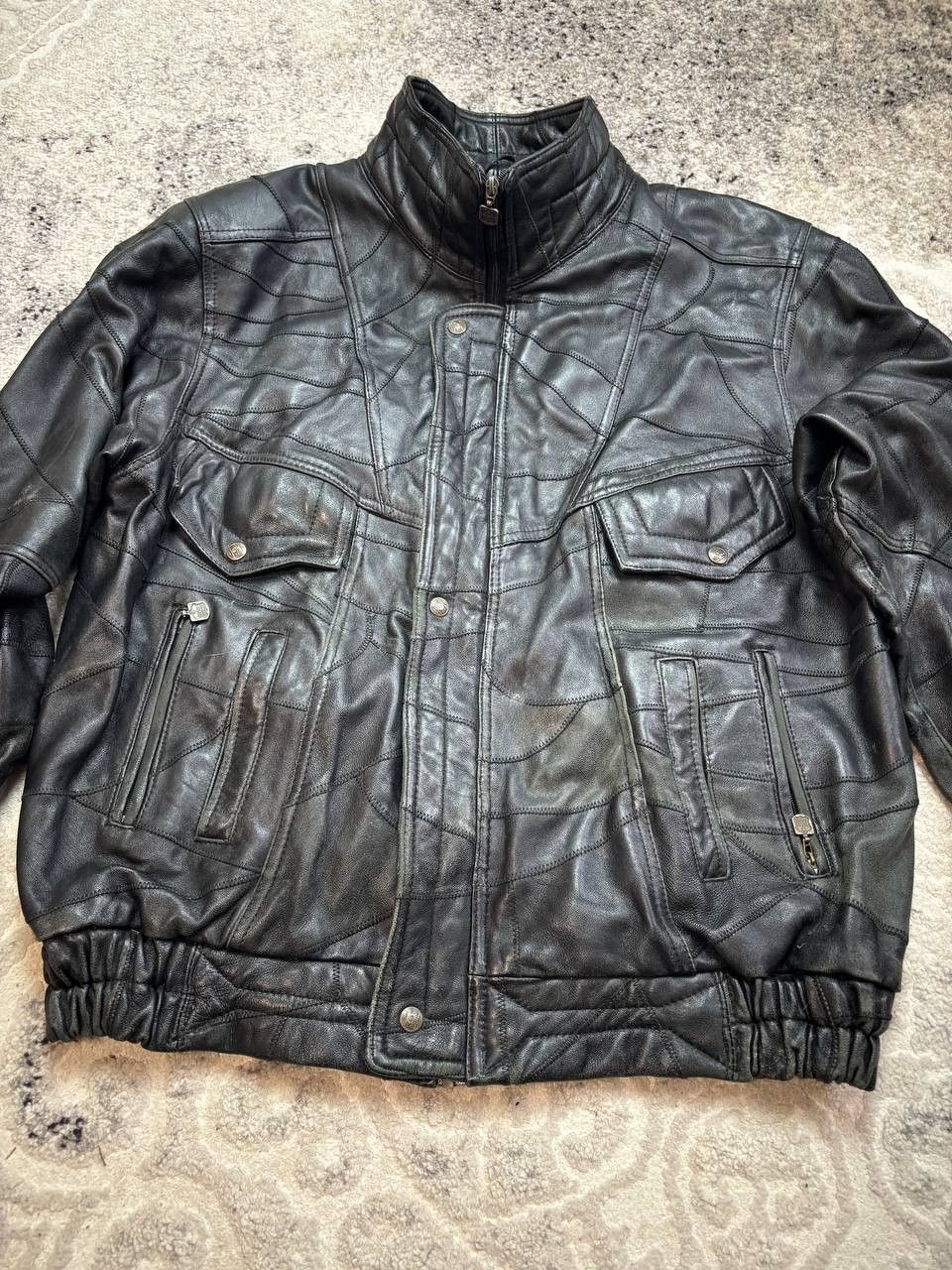 Vintage 90s Vintage Elazar Leather Patchwork Bomber Jacket Size US XL / EU 56 / 4 - 7 Thumbnail