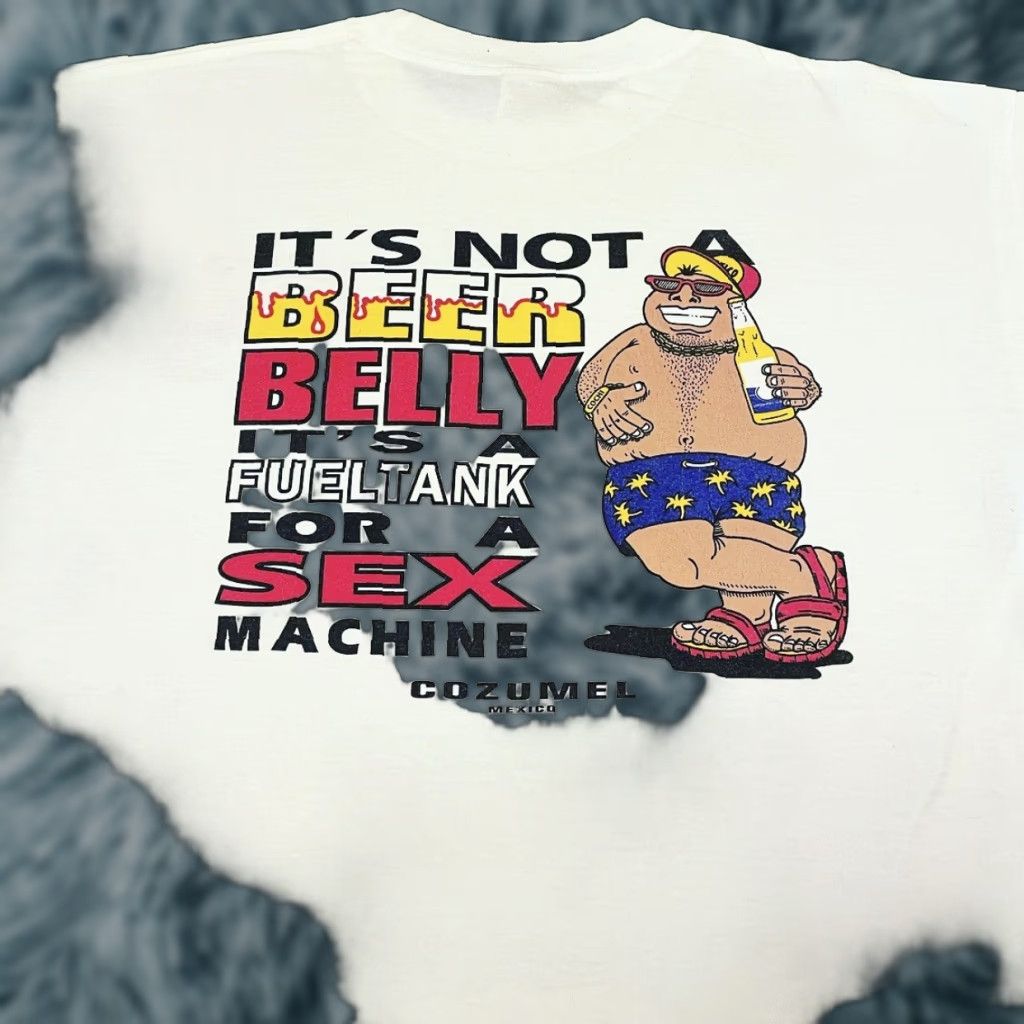 Bell VINTAGE 90s Not A Beer Belly A Sex Fueltank Adult Humor Vulgar Vintage Shirt Mens L White Mens L 90s VTG Shirt Size US L / EU 52-54 / 3 - 1 Thumbnail