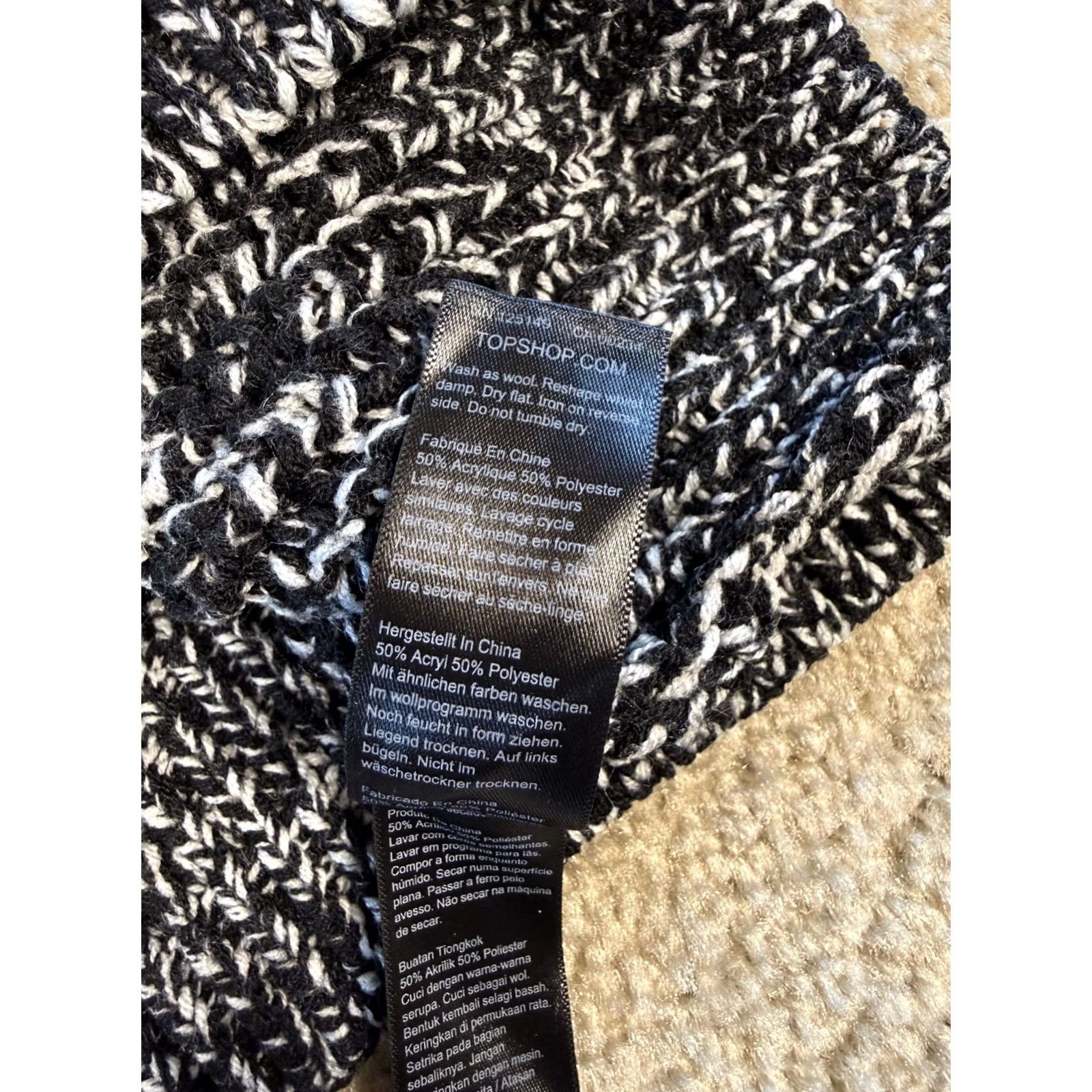 Topshop Topshop Womens Sweater Crop Black Size 4 - 6 Loose Knit Mock Neck Pullover Size M / US 6-8 / IT 42-44 - 4 Thumbnail