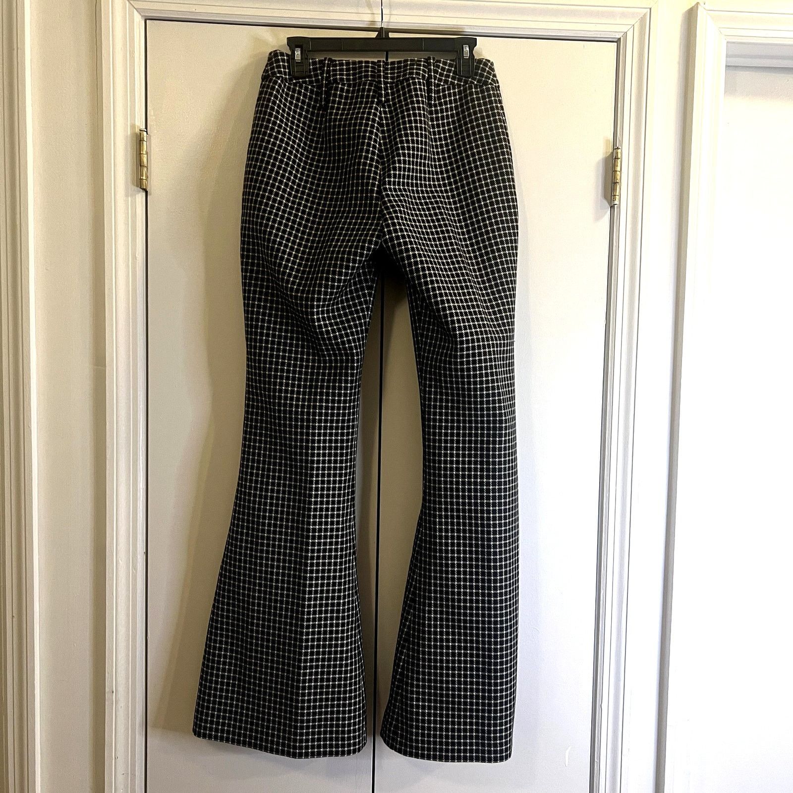 SMYTHE Smythe White Black Grid Plaid Bootcut Pants Size 6 Wool Size 28" / US 6 / IT 42 - 4 Thumbnail
