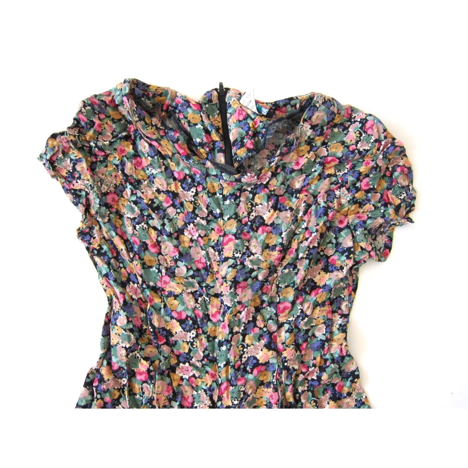 Pinko Fritzi California Jumpsuit Romper Floral Short Sleeve Rayon Pink Green Purple M Womens Size 32" / US 10 / IT 46 - 3 Thumbnail