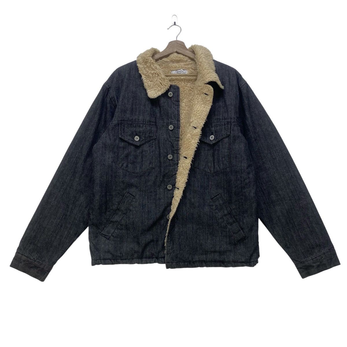 Japanese Brand Vintage Never Seen Thing Sherpa Trucker Denim Jacket Size US M / EU 48-50 / 2 - 1 Thumbnail