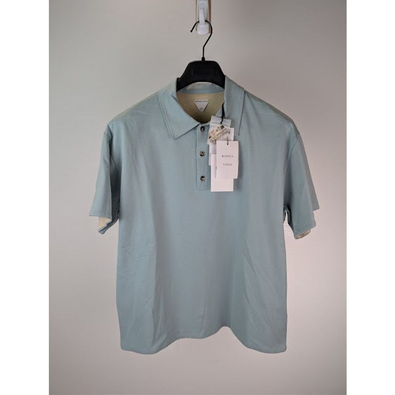 Bottega Veneta o1rshd1 Double Layer Light Cotton Polo Shirt in Stone Blue Size US S / EU 44-46 / 1 - 8 Thumbnail