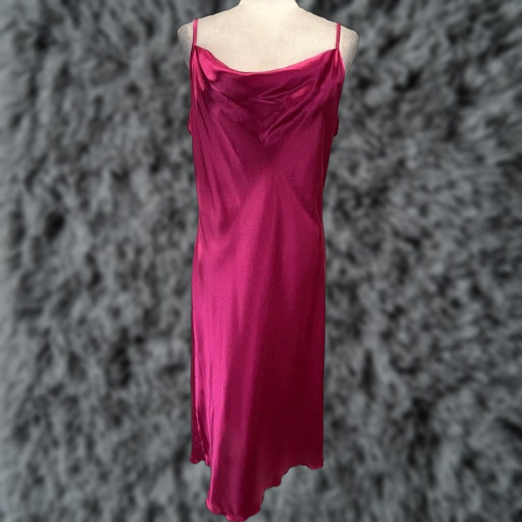 Bebe Vtg bebe Satin Midi Slip Dress Sz Large Pink Draped Y2K 90’s Made USA Size L / US 10 / IT 46 - 1 Thumbnail