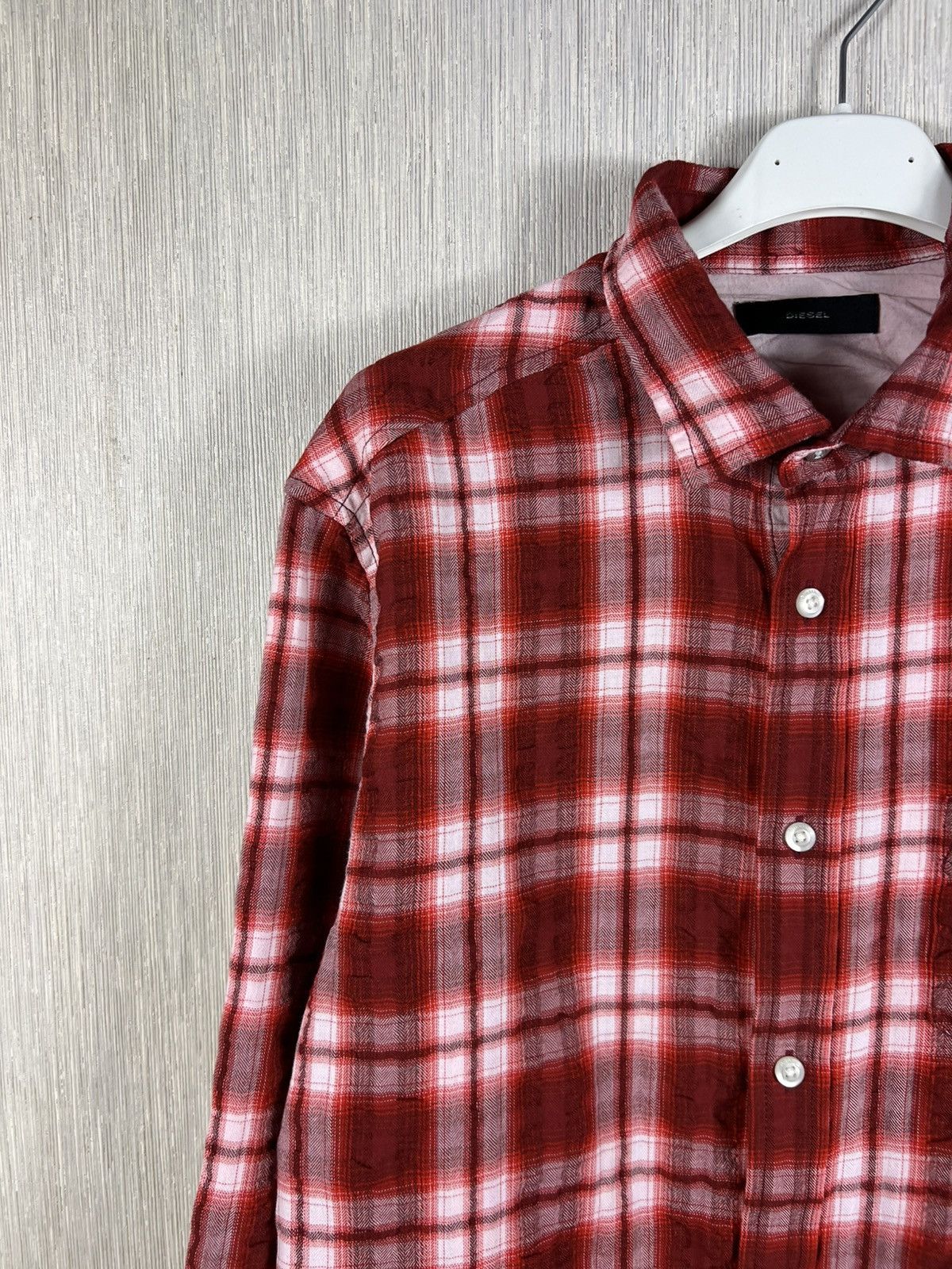 Diesel Diesel plaid button up checked distressed shrunk shirt logo Size US L / EU 52-54 / 3 - 3 Thumbnail