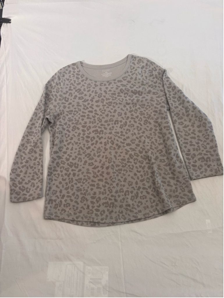 Sonoma Women's Sonoma Top XL Gray Leopard Print Long Sleeve Size XL / US 12-14 / IT 48-50 - 2 Thumbnail