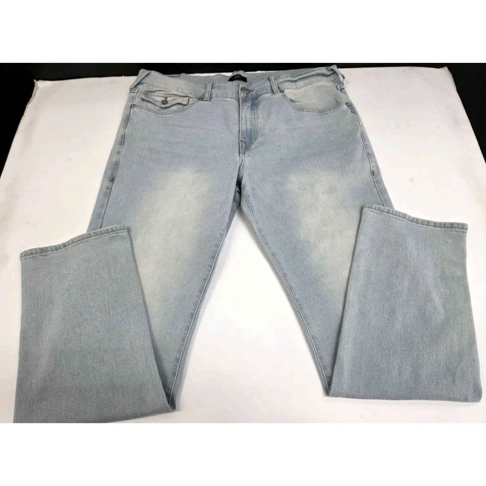 True Religion VINTAGE True Religion Geno Jeans Mens Slim Fit 36 Light Blue Denim 5-Pocket Logo Embroidered Zipper Button 36/32 Top Size US 36 / EU 52 - 2 Thumbnail