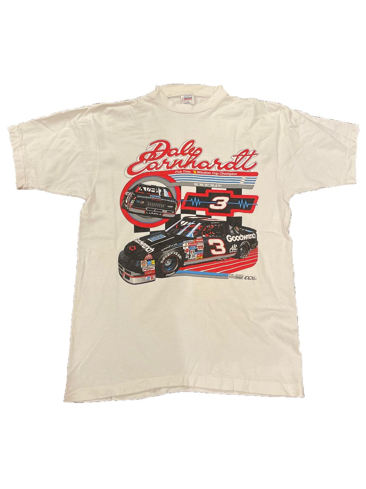 image of ‘91 Vintage Dale Earnhardt Winston Cup T Shirt in White, Men's (Size XL)