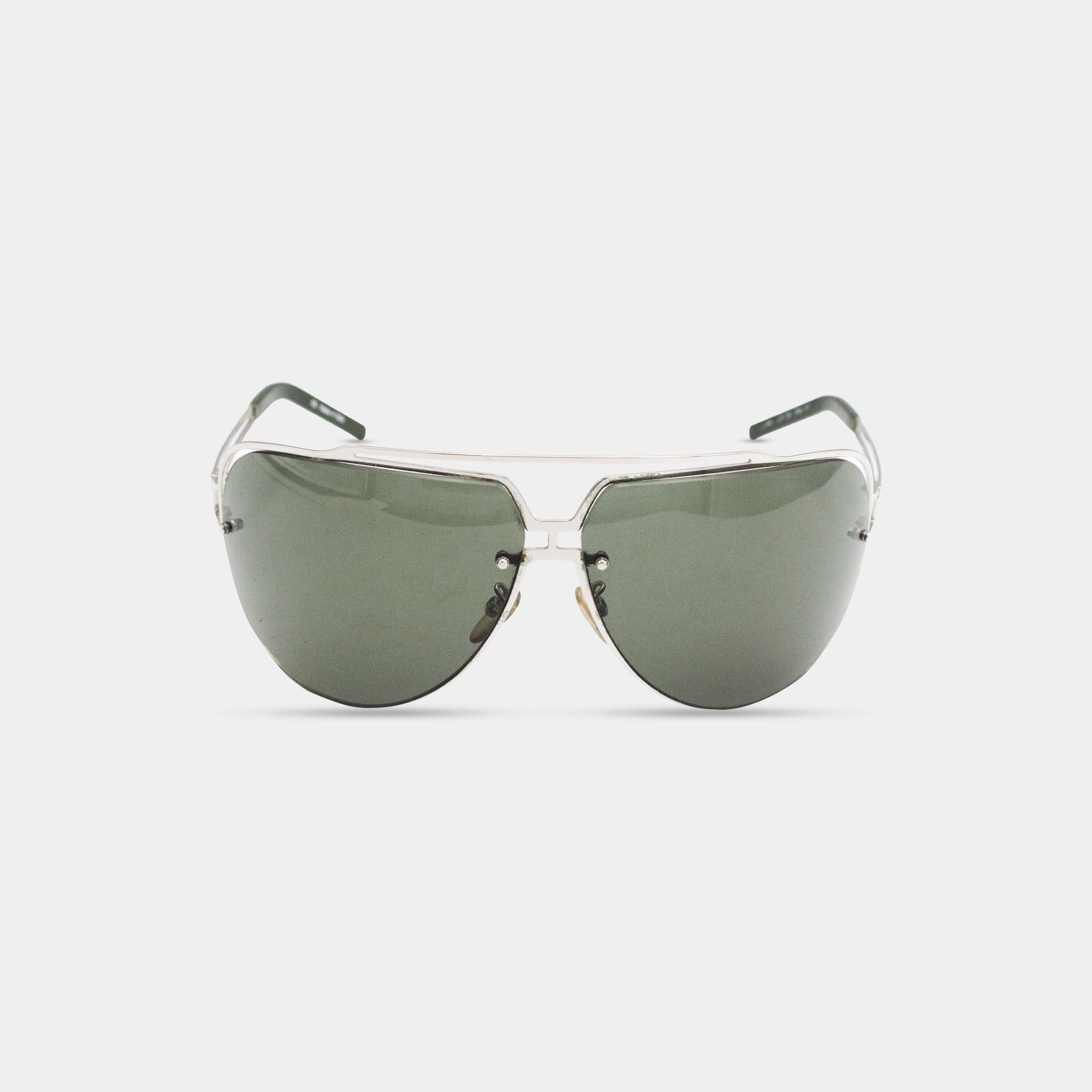 Jean Paul Gaultier Jean Paul Gaultier Dark Green Silver Frame Sunglasses Size ONE SIZE - 1 Thumbnail