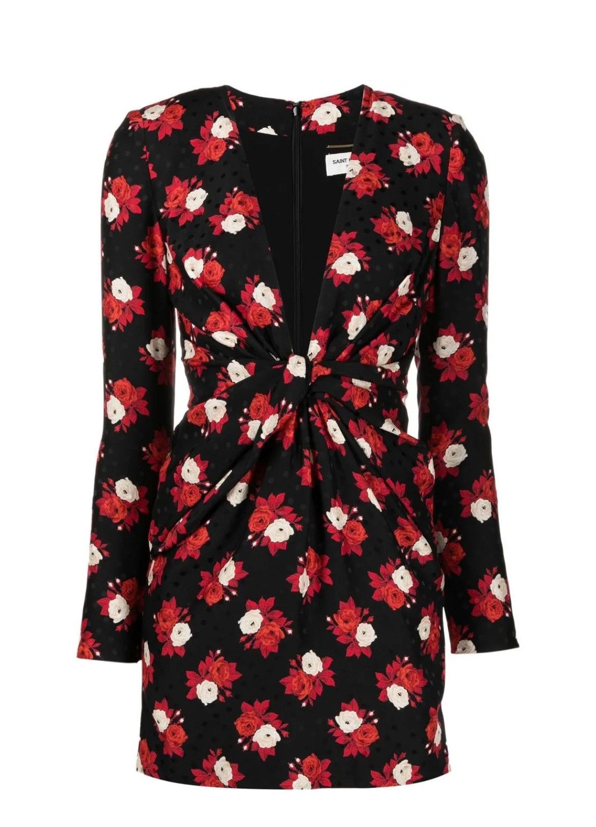 Saint Laurent Paris Saint Laurent Black Silk Floral Mini Dress – 2022 Collection Size S / US 4 / IT 40 - 1 Thumbnail