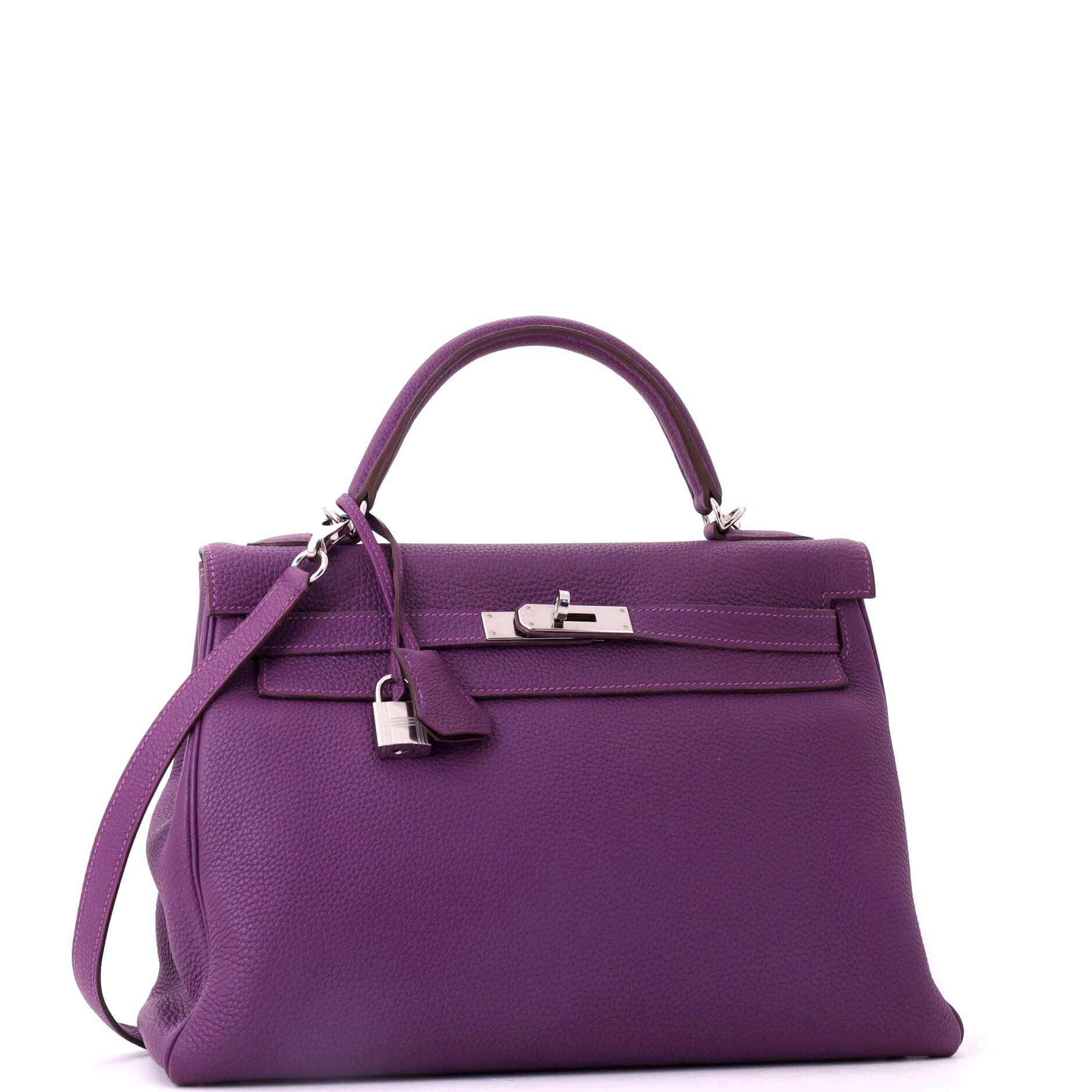Hermes Kelly Handbag Purple Togo with Palladium Hardware 32 Size ONE SIZE - 1 Thumbnail