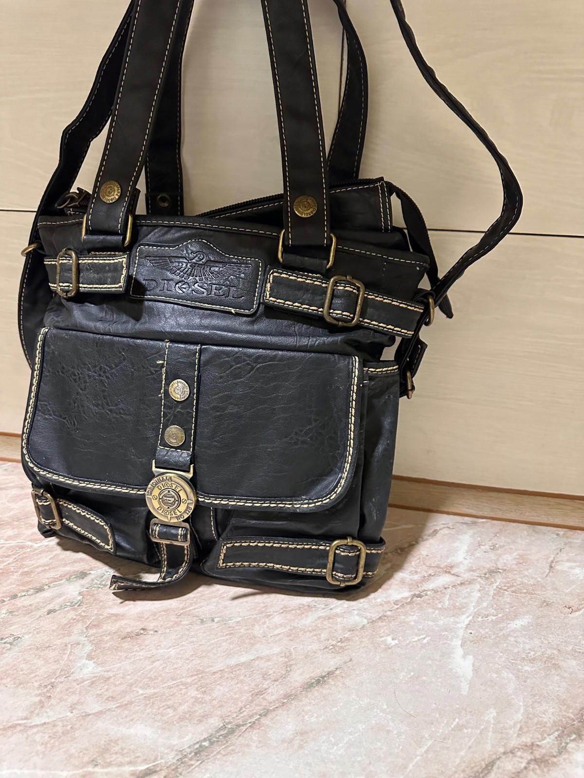 Diesel Vintage Y2K Rare Diesel Black Leather ShoulderBag Size ONE SIZE - 4 Thumbnail