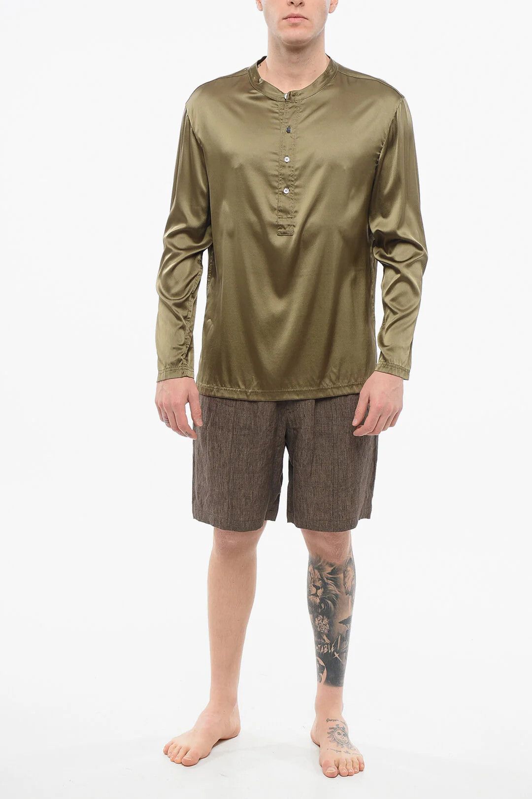 Tom Ford og1mm0426 Long-Sleeve Pajama Top in Green Size US S / EU 44-46 / 1 - 4 Thumbnail