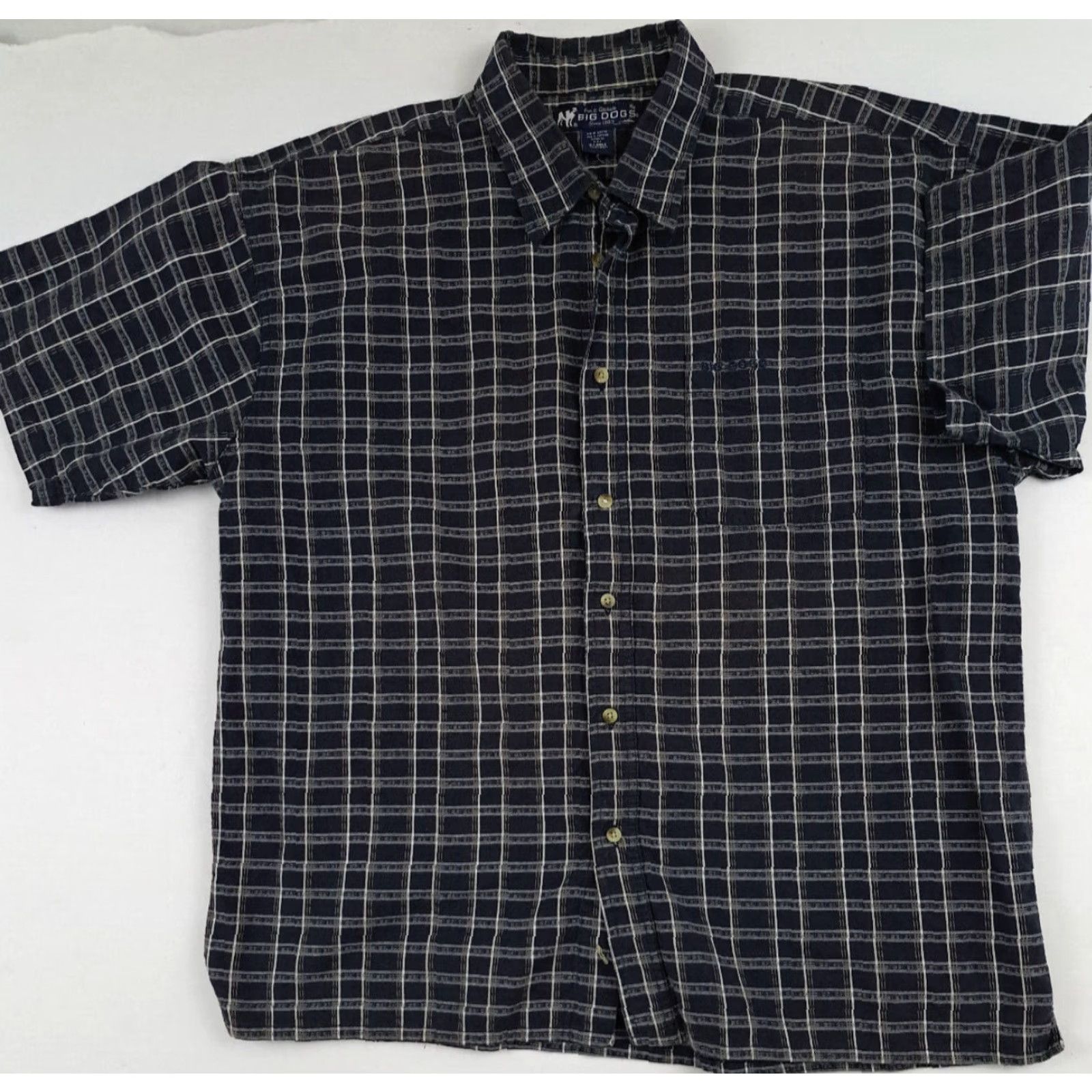 Big Dogs VINTAGE Big Dogs Casual Shirt Chex&Stripes Blue XL Full Button Men Size US XL / EU 56 / 4 - 4 Thumbnail