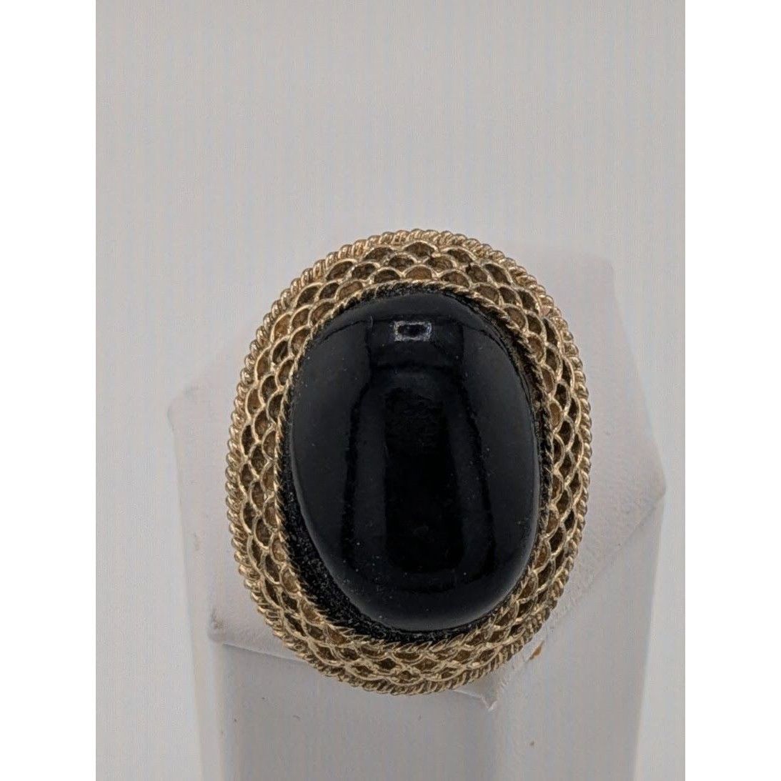 Other Vintage Gothic Black Cabochon Ring With Braided Gold Tone Be Size ONE SIZE - 4 Thumbnail
