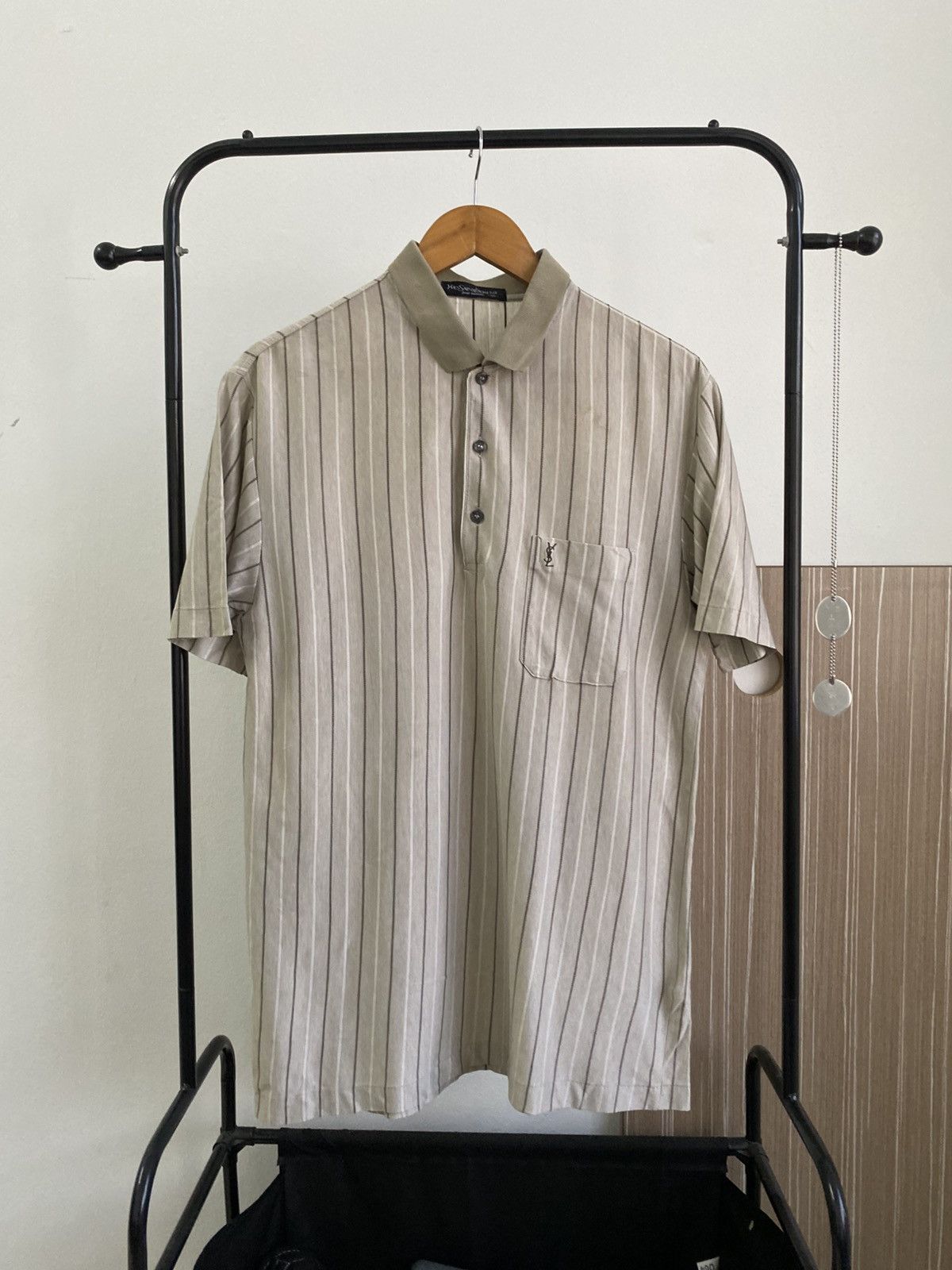 Yves Saint Laurent 🔥 VINTAGE Yves Saint Laurent Pour Homme Polo Colar Shirt 🔥 Size US M / EU 48-50 / 2 - 4 Thumbnail
