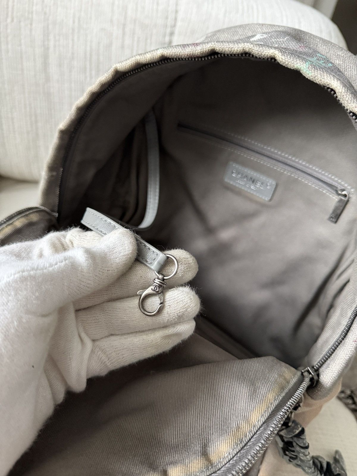 Chanel SS14 Artclass Light Grey Canvas Graffiti Backpack FULL SET Size ONE SIZE - 22 Thumbnail