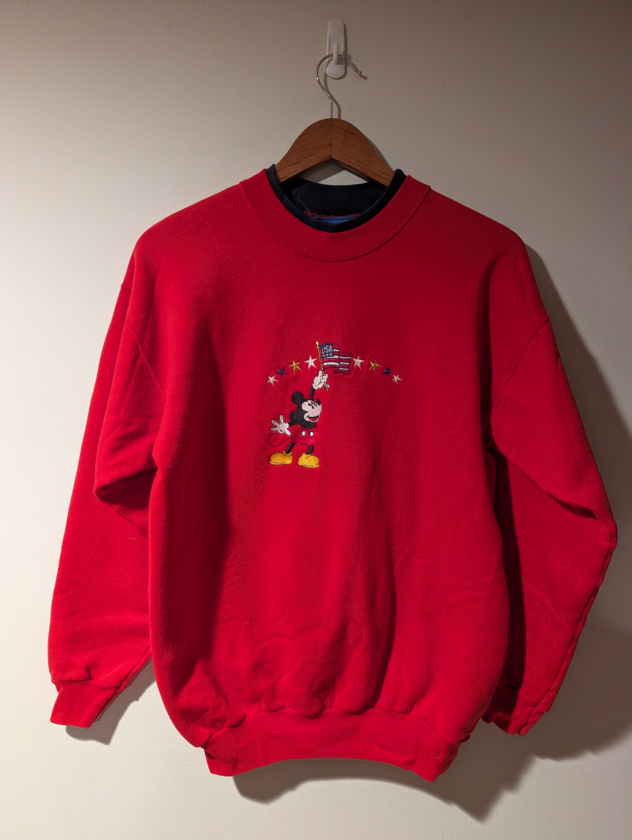Mickey Mouse Vtg 90s Disney Mickey Mouse USA Flag Patriotic Sweatshirt Size US M / EU 48-50 / 2 - 1 Thumbnail