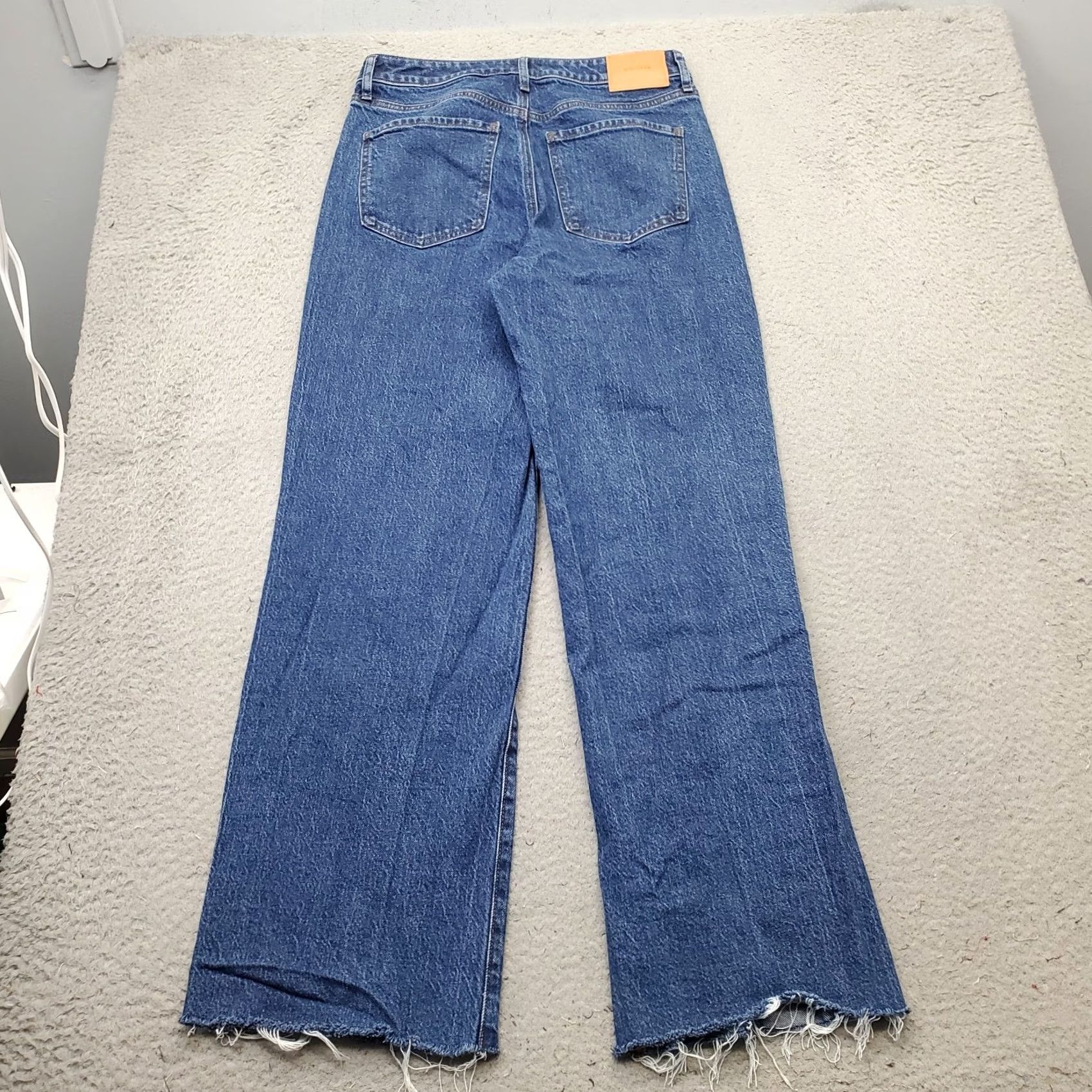 Express Express Jeans Womens 6R Blue Denim Wide Leg High Rise Frayed Hem 30.5" Inseam Straight Leg Pants Size 6 Womens Size 28" / US 6 / IT 42 - 2 Thumbnail
