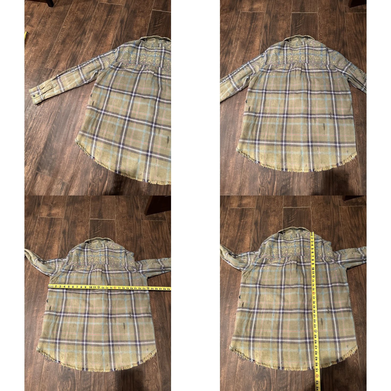 Free People Free People Deconstructed Jacket Adult Medium Green Plaid Zip Up Cotton Womens Size M / US 6-8 / IT 42-44 - 9 Thumbnail