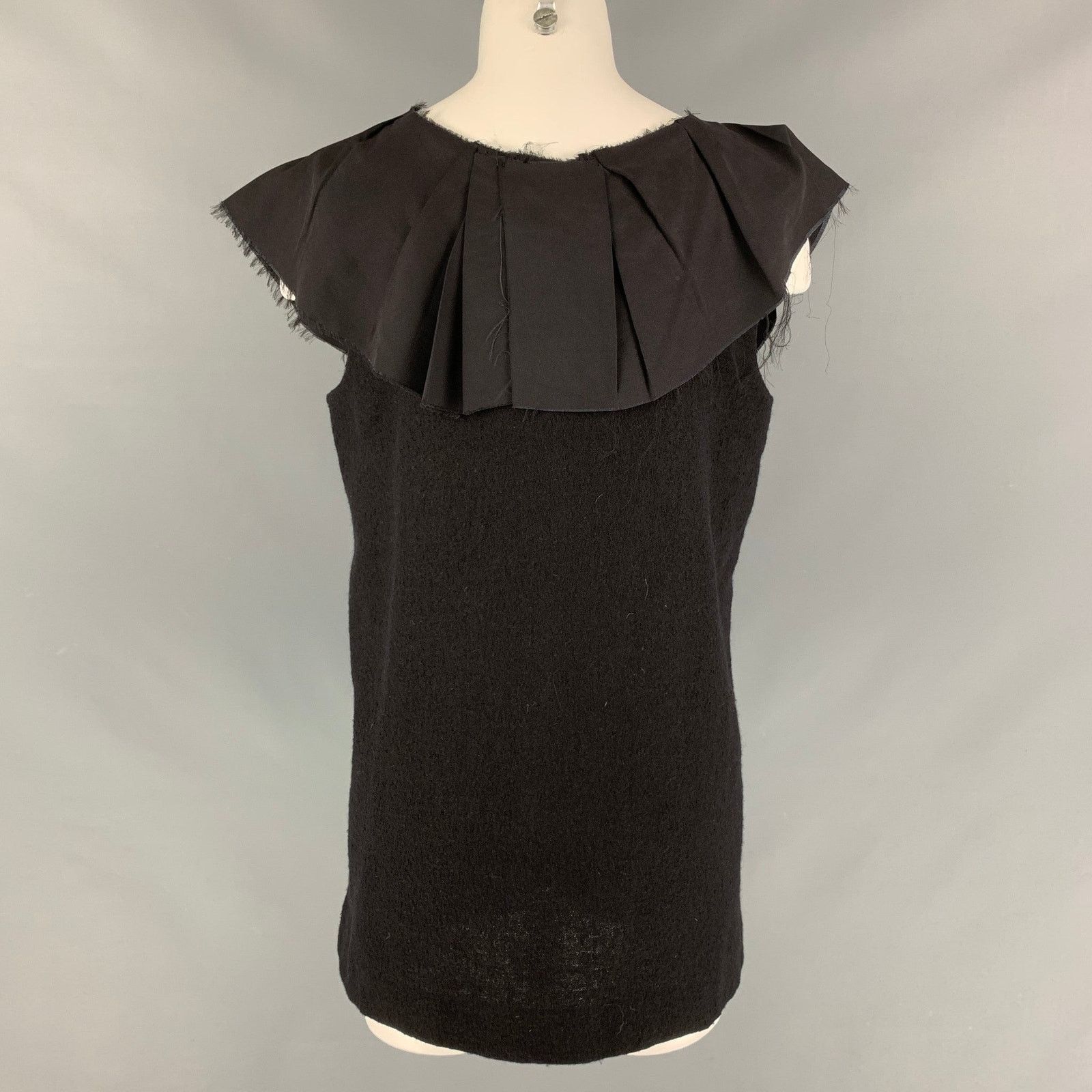 Marni MARNI Size 8 Black Wool & Nylon Sleeveless Blouse Size M / US 6-8 / IT 42-44 - 3 Thumbnail
