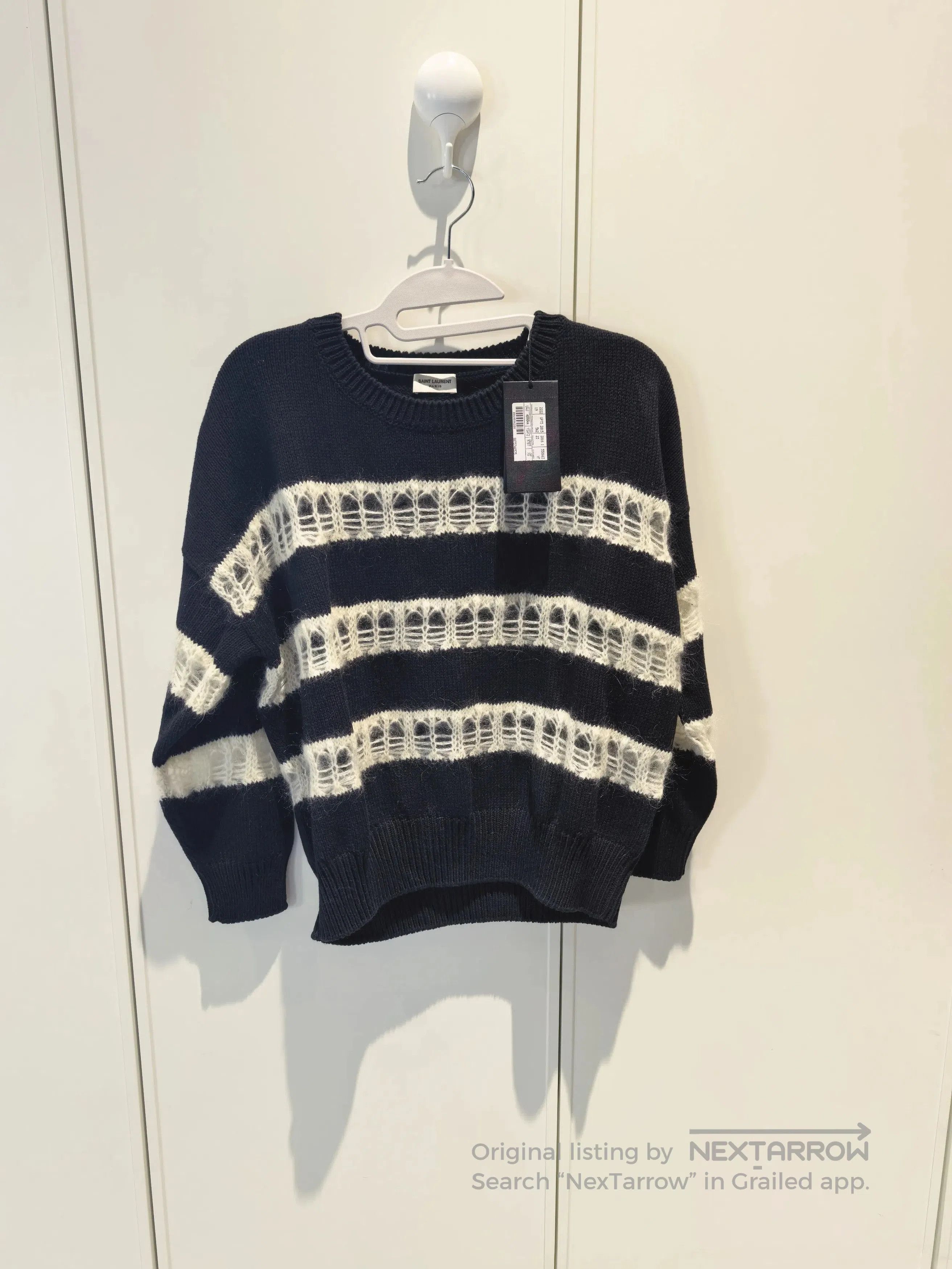 Saint Laurent Paris Saint Laurent Black White Lace Sweater. Size XS / US 0-2 / IT 36-38 - 1 Thumbnail