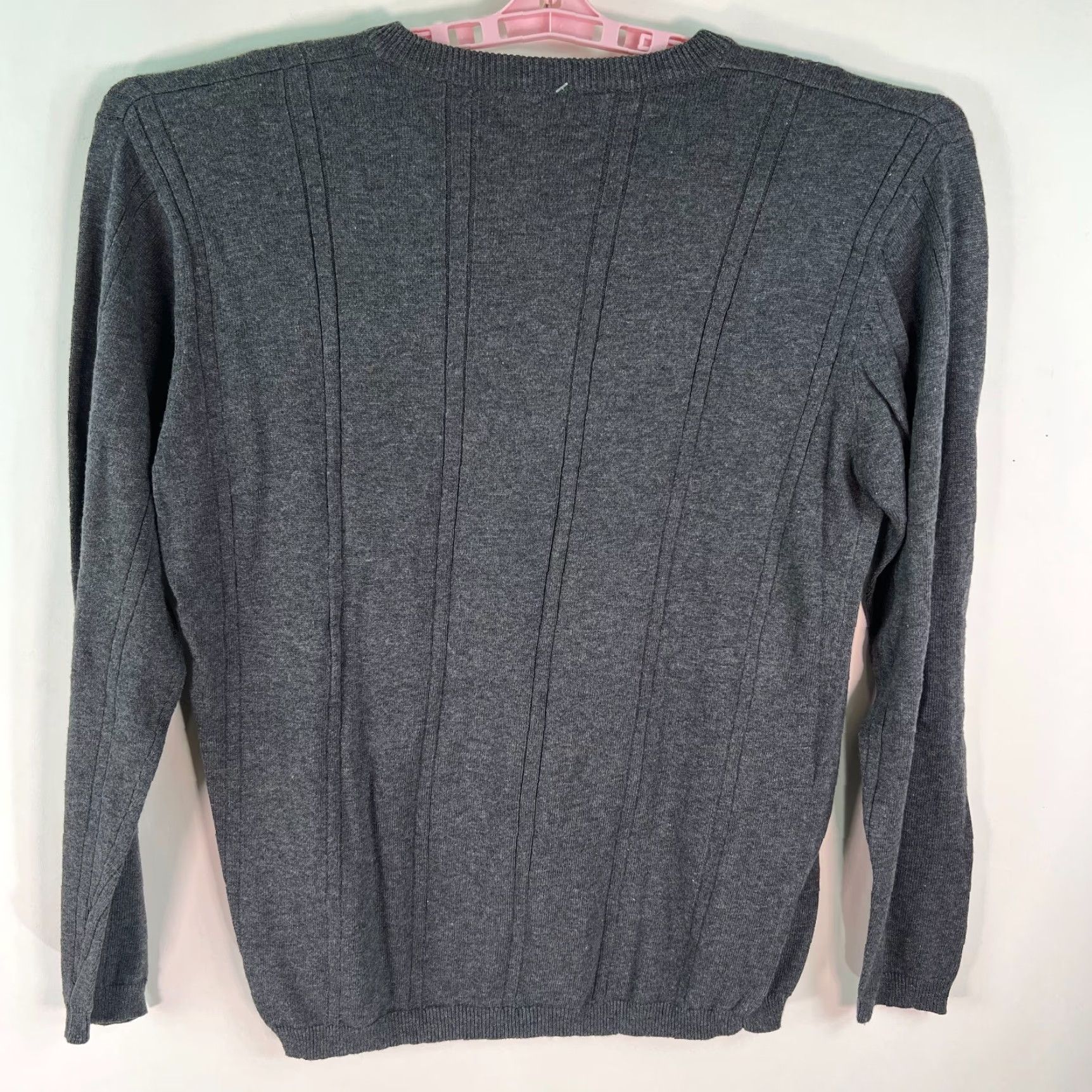 Vintage Mens Striped V Neck Long Sleeves Tight Knit Gray Cotton Pullover Sweater Size S Size US S / EU 44-46 / 1 - 2 Thumbnail