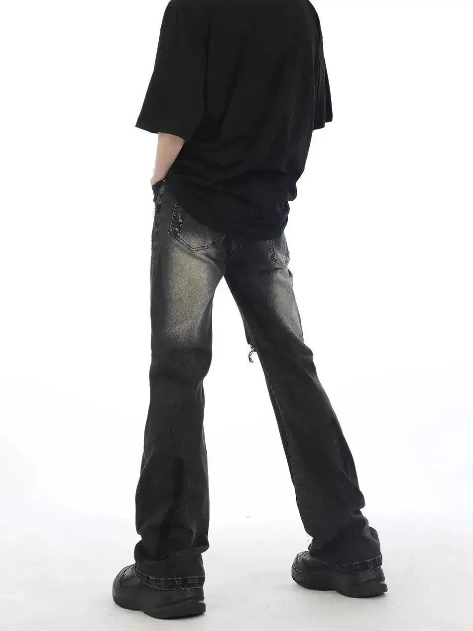 Japanese Brand Gradient black striped distressed jeans Size US 32 / EU 48 - 3 Thumbnail