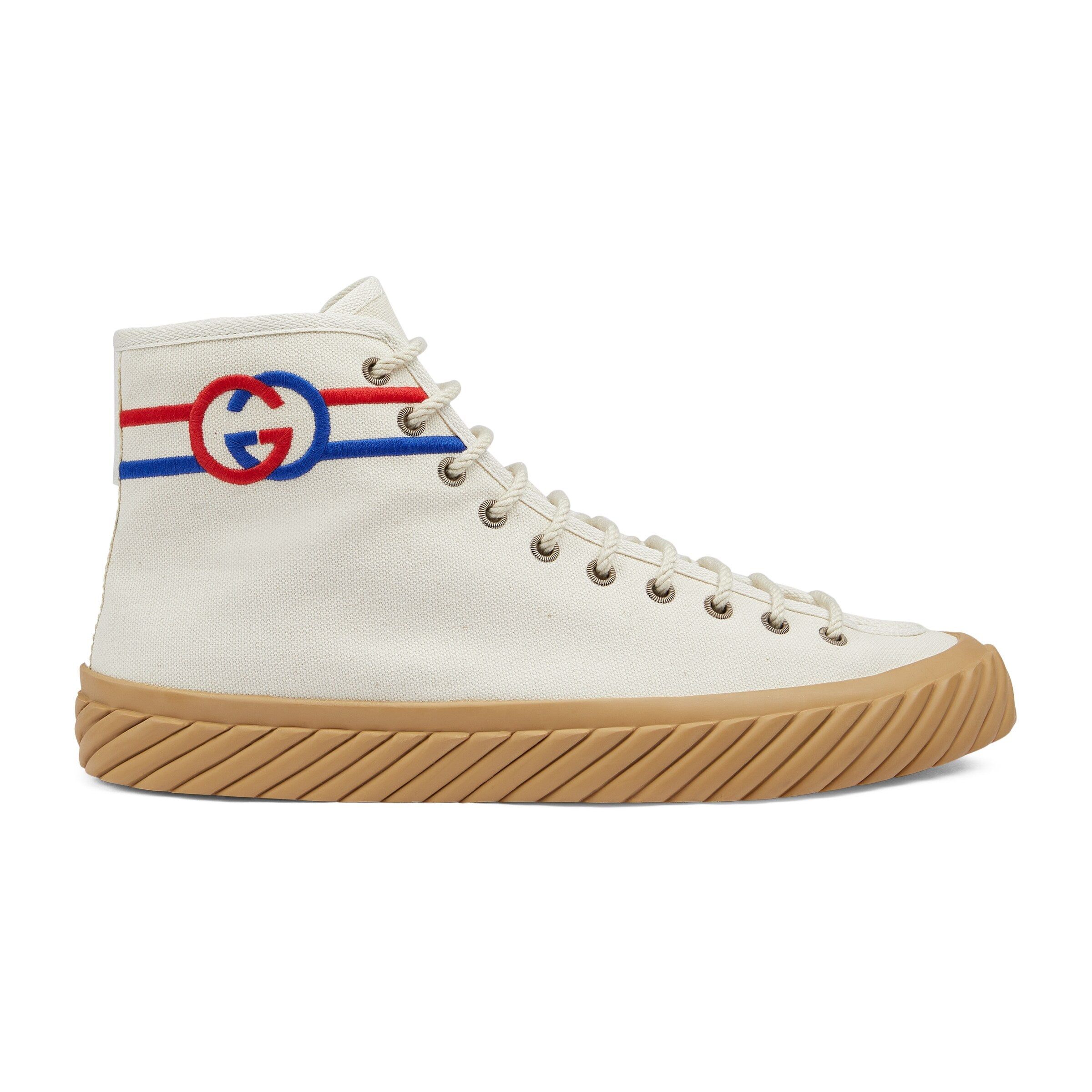 image of Gucci Interlocking G High Top Sneakers Size 12 in White, Men's