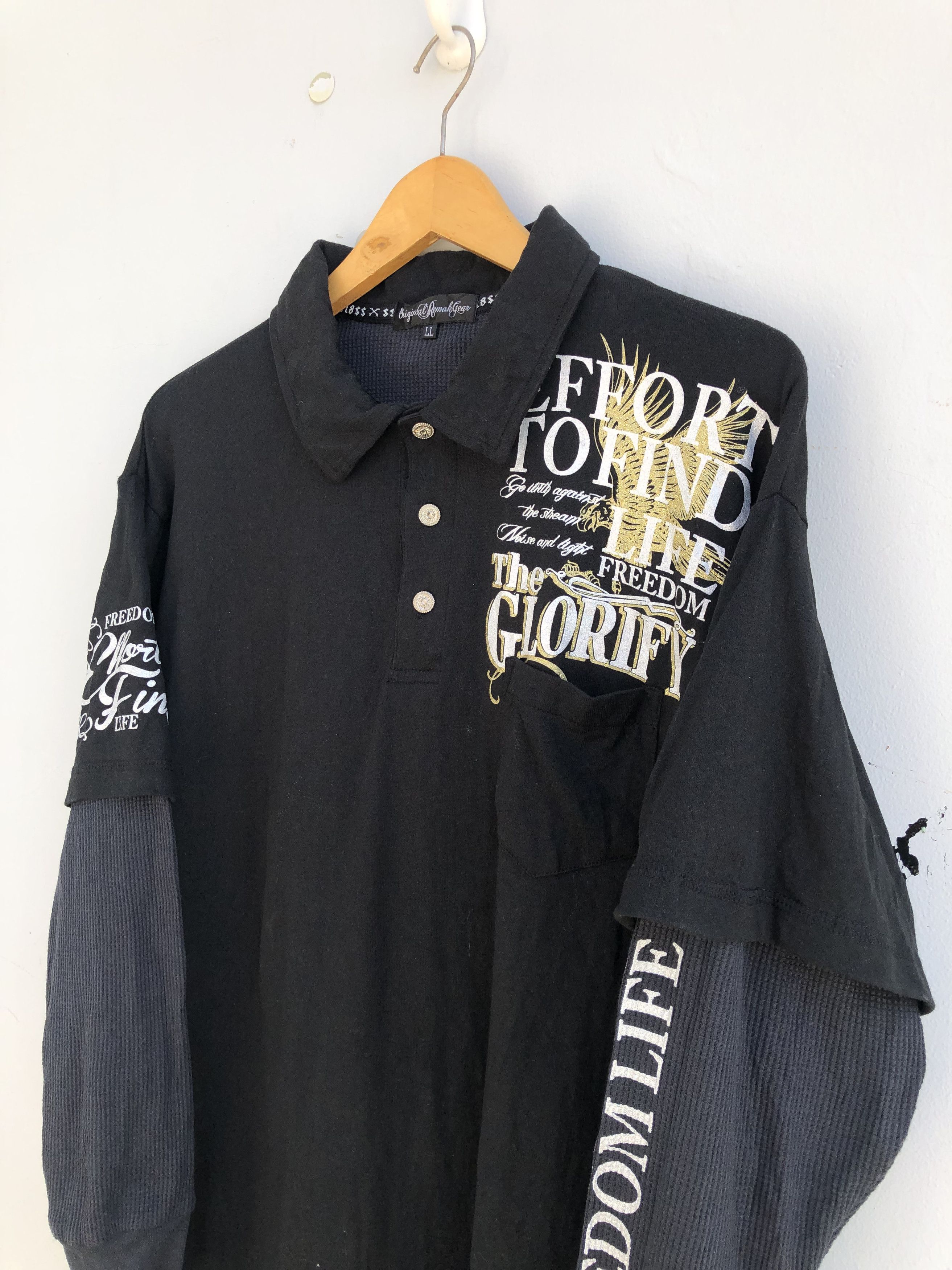 Le Grande Bleu (L.G.B.) y2k Japanese poem Longsleeve Size US L / EU 52-54 / 3 - 4 Thumbnail