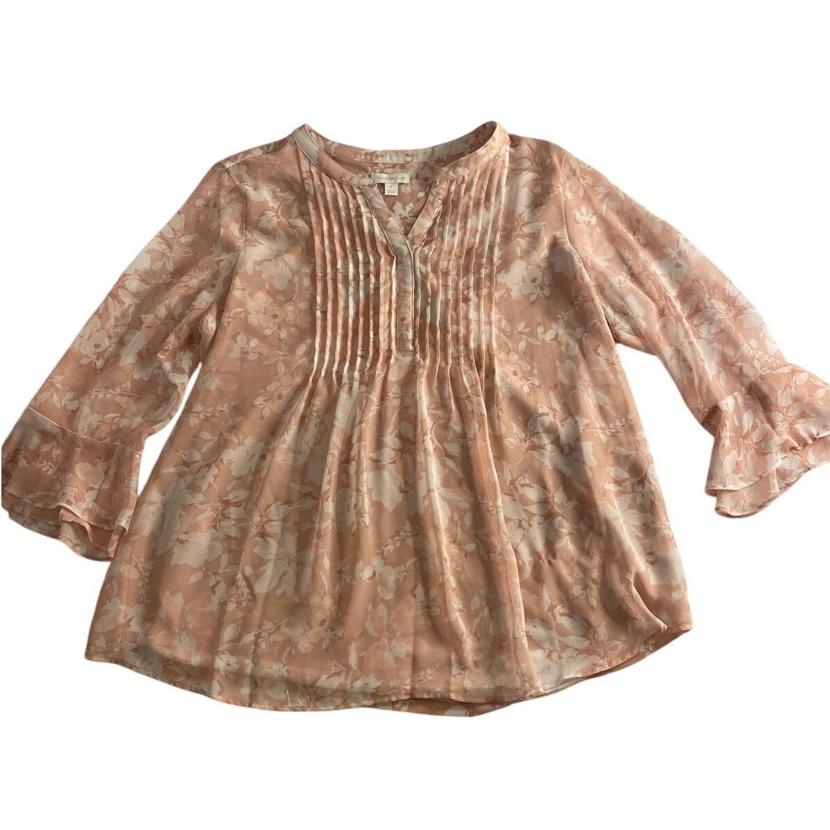 Other Romantic Blush Floral Blouse Charter Club Flowy Boho Top XL Size XL / US 12-14 / IT 48-50 - 2 Thumbnail