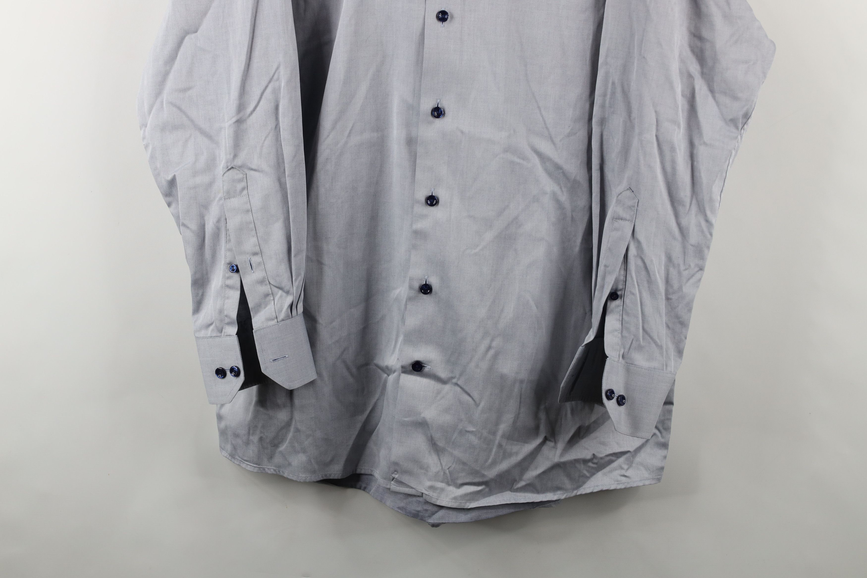 Eton × Vintage Eton Contemporary Chambray Collared Button Dress Shirt Gray Size US XL / EU 56 / 4 - 3 Thumbnail