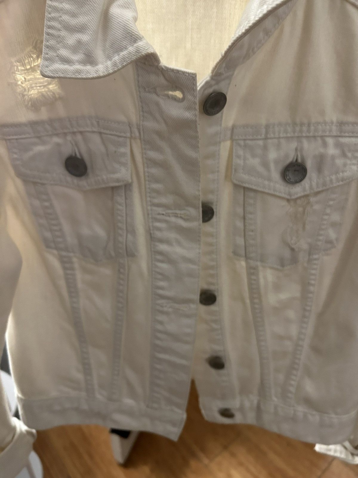 Other Cream Denim Style Jacket Size S / US 4 / IT 40 - 3 Thumbnail