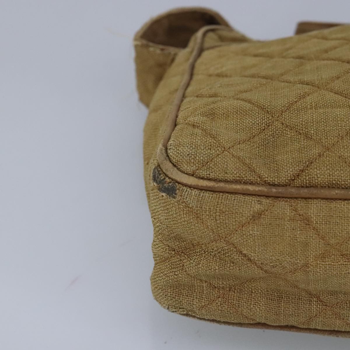 CHANEL Matelasse Shoulder Bag Canvas Beige CC