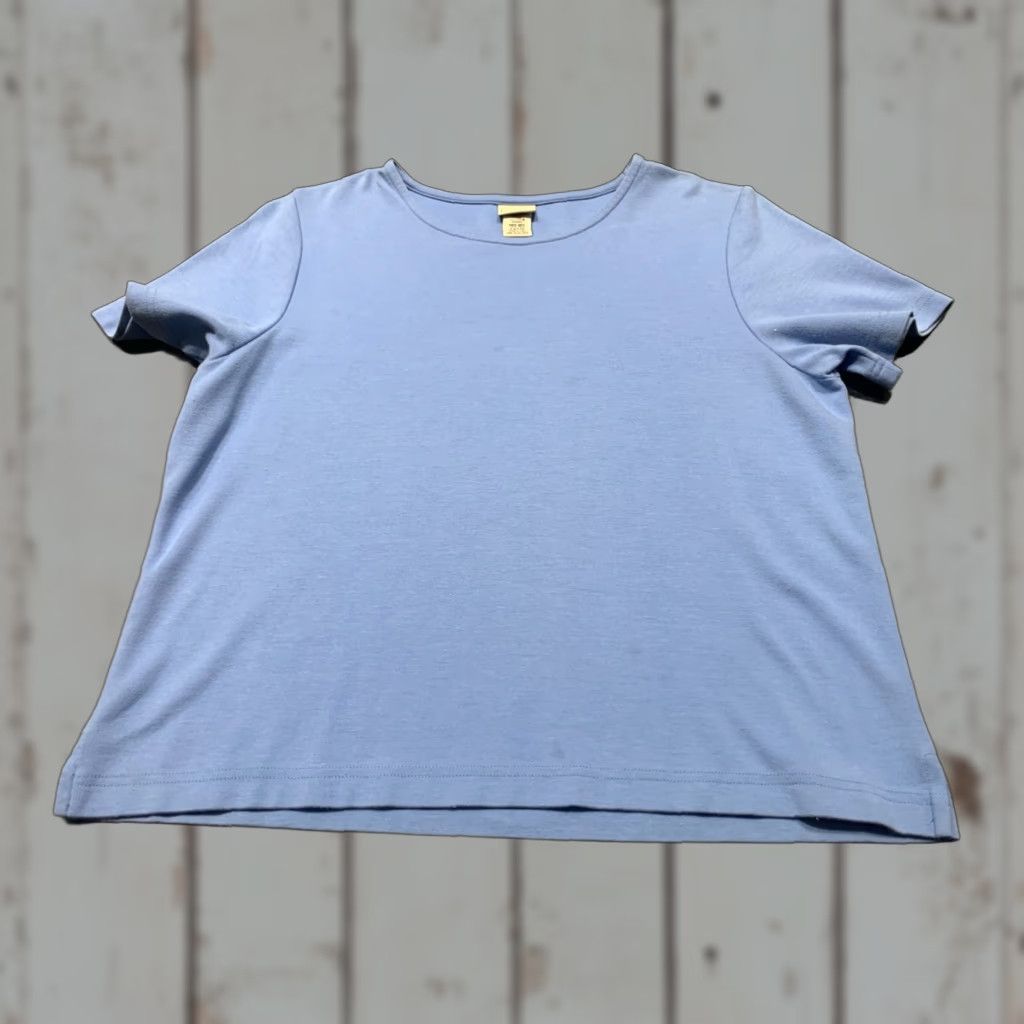 Vintage L.L. Bean Women's Medium Blue Short Sleeve Cotton Crew Neck T-Shirt - Solid Classic Fit Size M / US 6-8 / IT 42-44 - 1 Thumbnail
