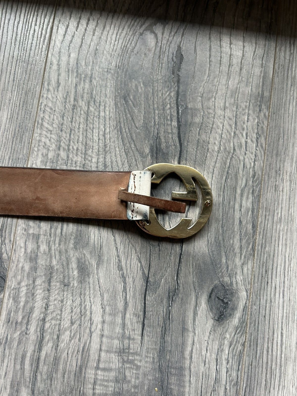 Gucci White GG Buckle Leather Monogram Belt Size 38 - 7 Thumbnail