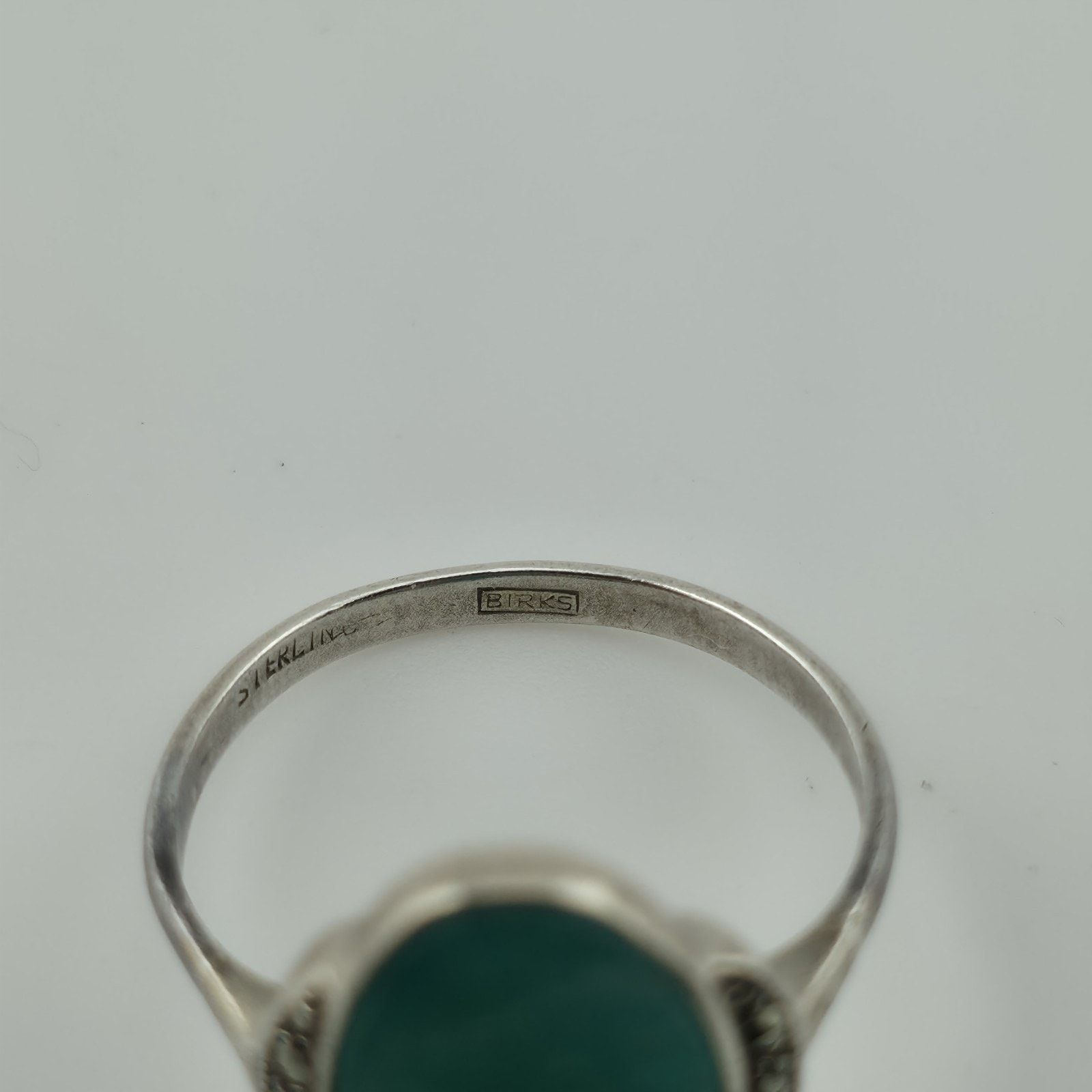 Other Birks Sterling Silver Green Stone Ring Size 6.5 Vintage Size ONE SIZE - 7 Thumbnail