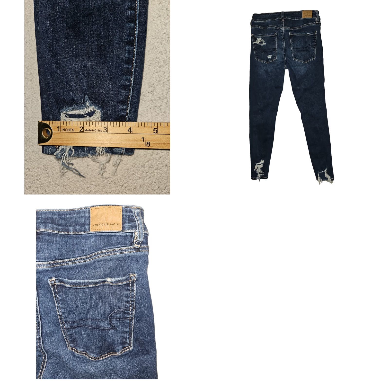 American Eagle Outfitters VINTAGE American Eagle High Rise Jegging Crop Women's 6 Blue Distressed Preppy City Hipster Casual Girls Size 28" / US 6 / IT 42 - 8 Thumbnail