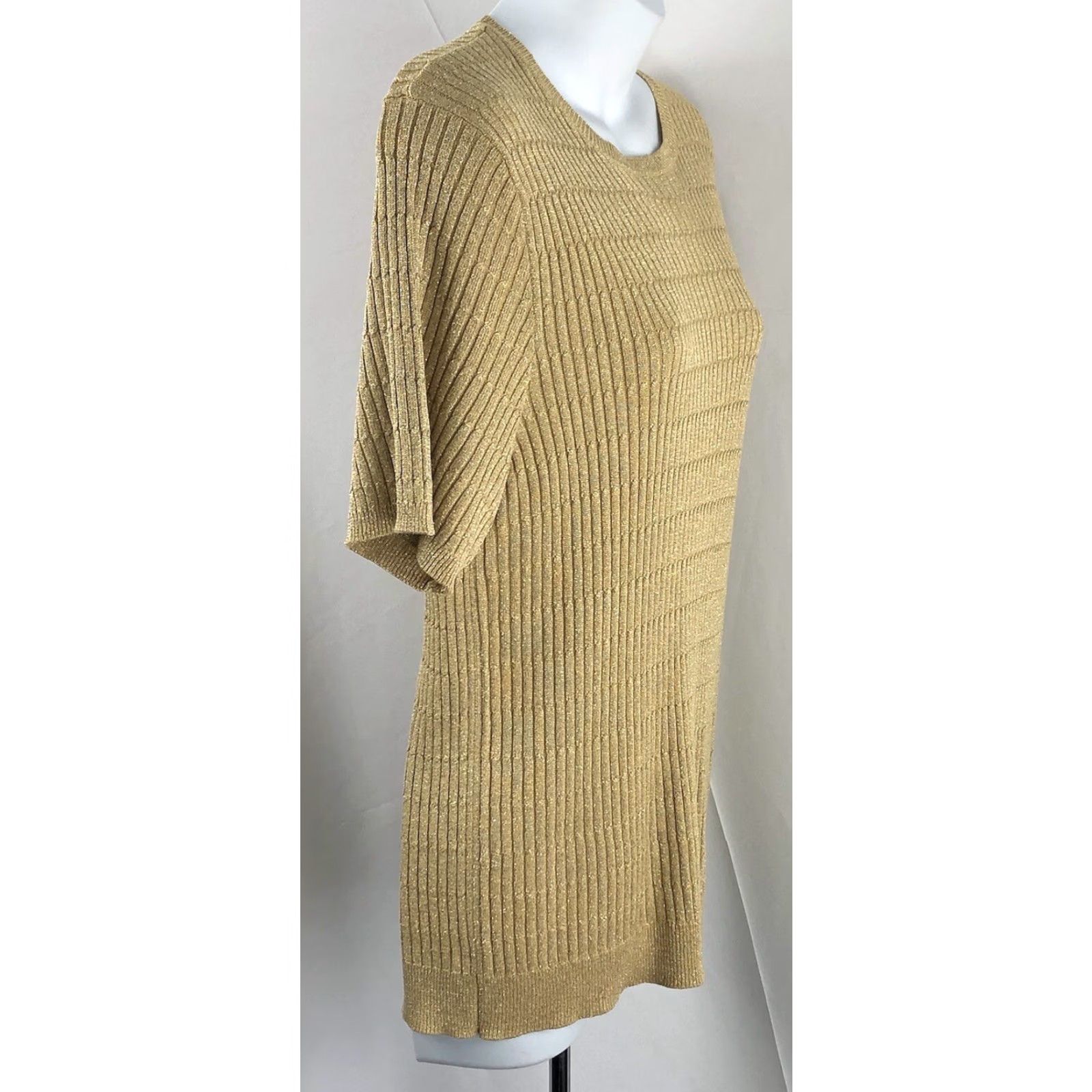 Vintage VINTAGE Alfred Dunner Silk Ribbed Knit Sweater L Gold Glitter Y2K Pixi Size L / US 10 / IT 46 - 2 Thumbnail