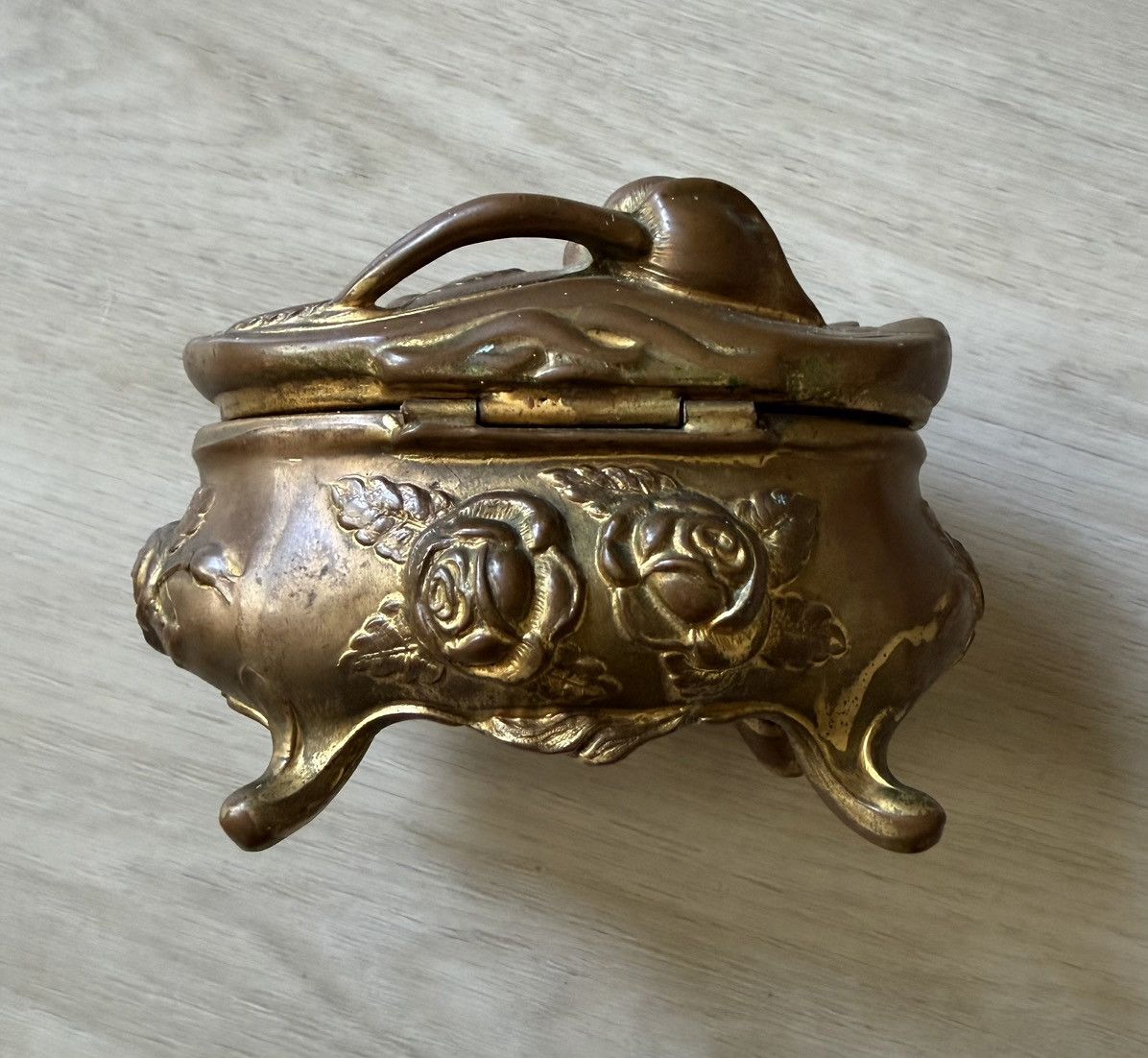 Vintage Antique Rose Jewelry Casket Victorian Deco Brass Size ONE SIZE - 3 Thumbnail