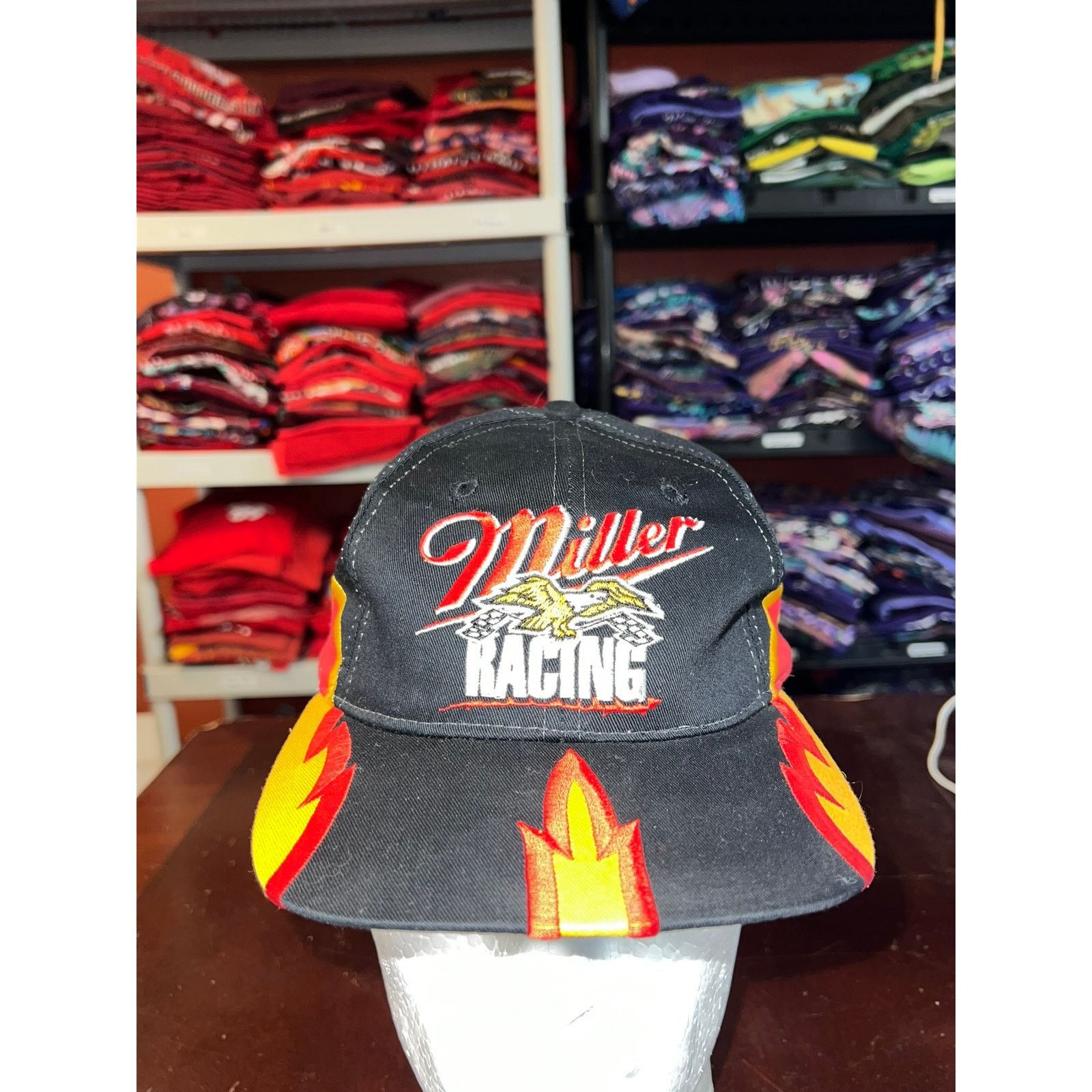 Vintage Vintage Miller Racing Hat Miller Beer Alcohol Flames Cap OS Size ONE SIZE - 1 Thumbnail