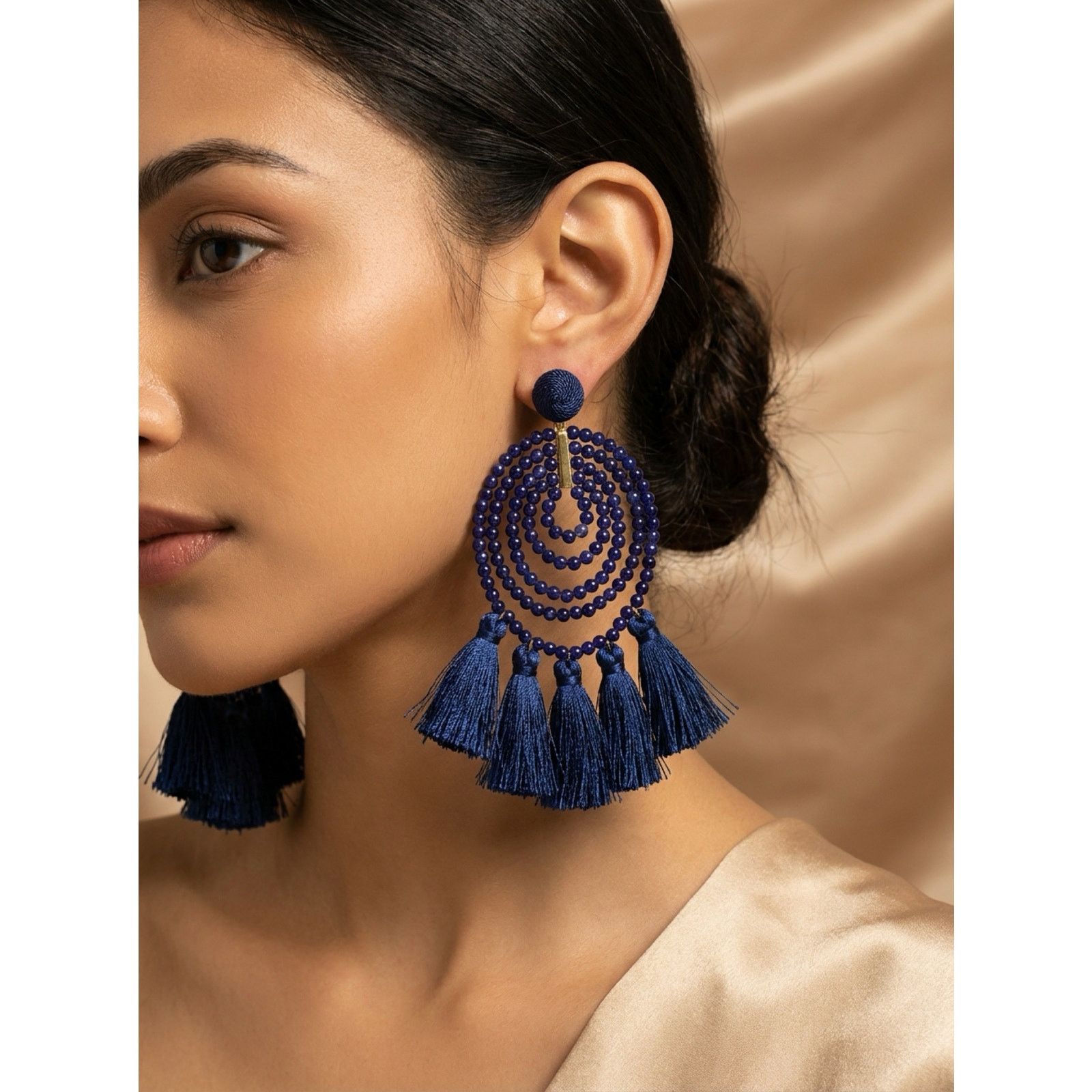 Other Vineyard Vines Deep Bay Beaded Tassel Earrings Statement Size ONE SIZE - 1 Thumbnail