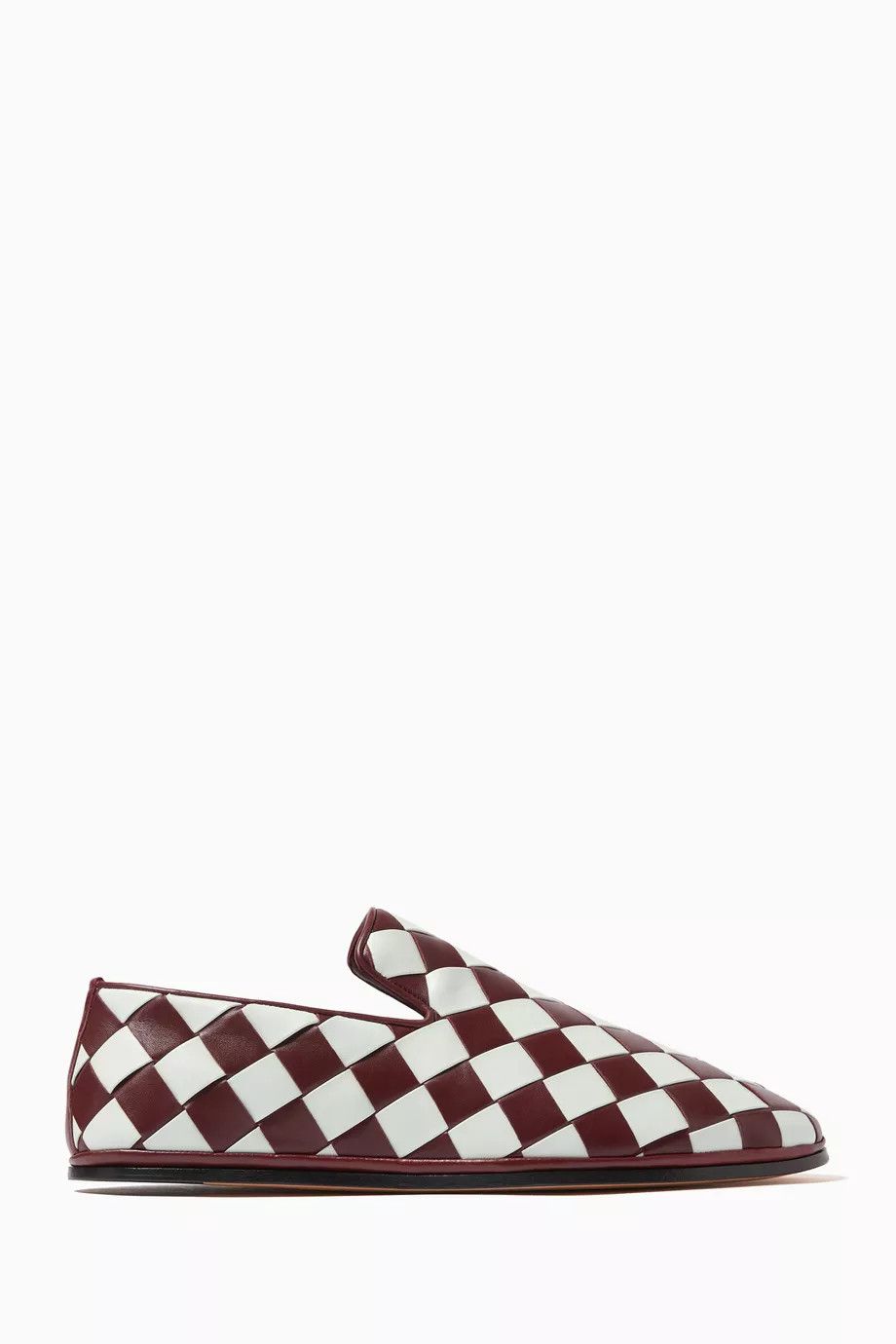 Bottega Veneta o1y0526 Leather Loafers in Burgundy/White Size US 8 / EU 41 - 1 Thumbnail